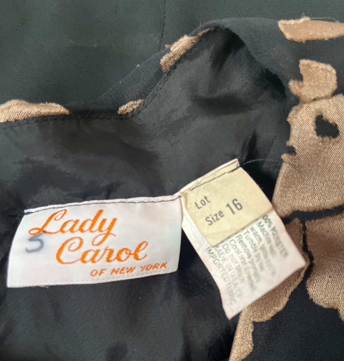 Vintage Dress by Lady Carol of New York size 16 Bronze Floral