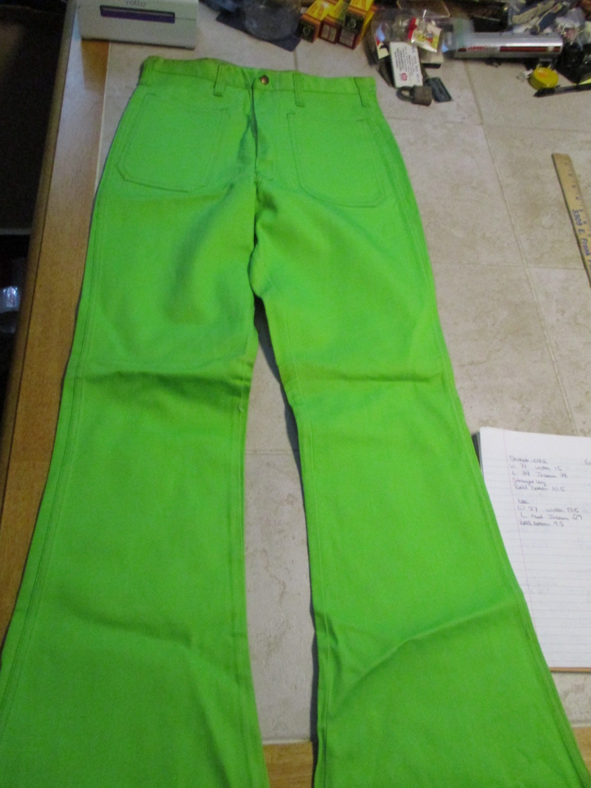 VTG NWT Deadstock Gaslight Womens Jeans 29 34 USA Bell Bottom Disco Green Hippy
