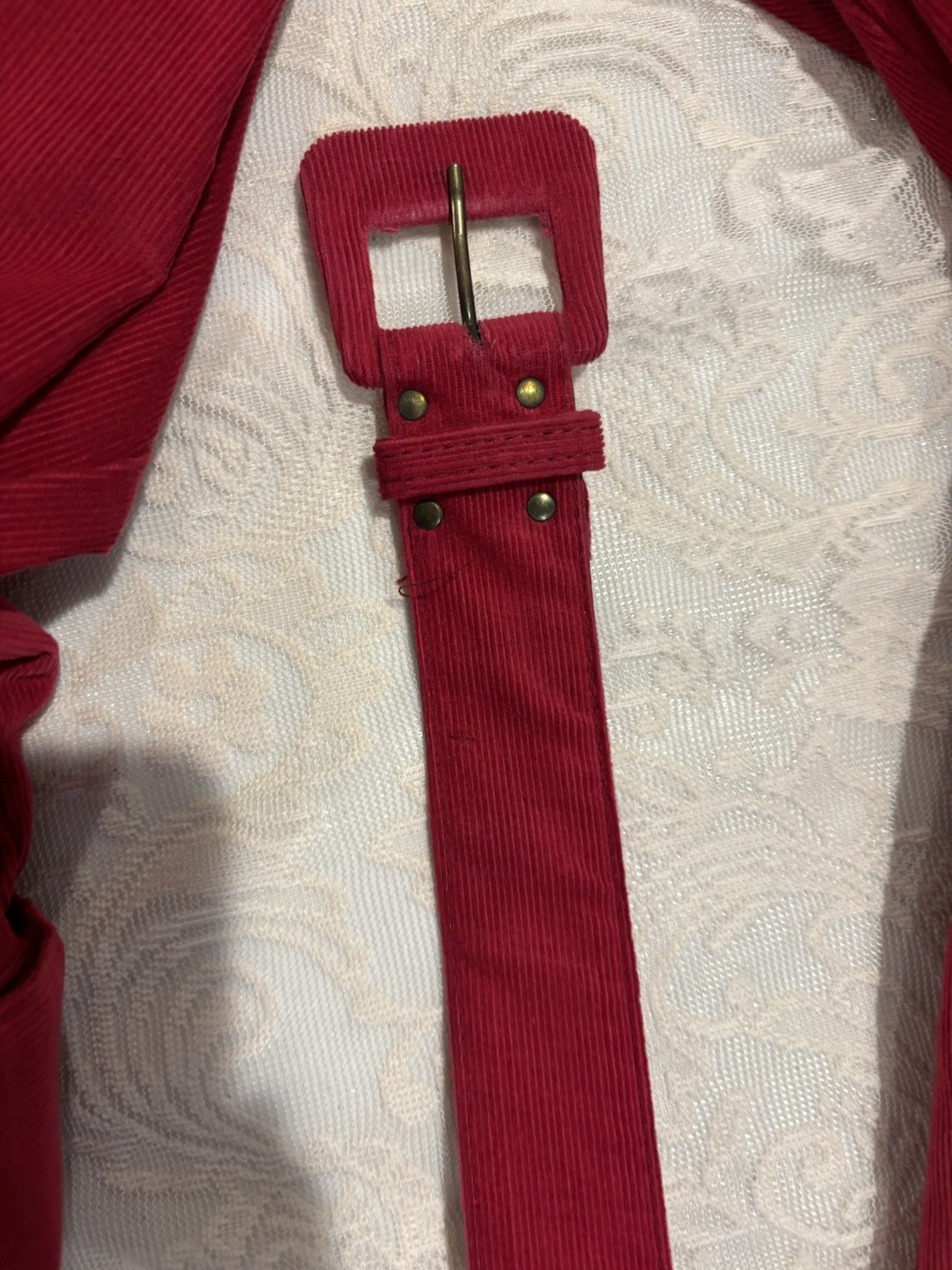 Vintage Andrew Harvey Corduroy Red Long-Sleeve Dress – NWT- Women’s Size 12