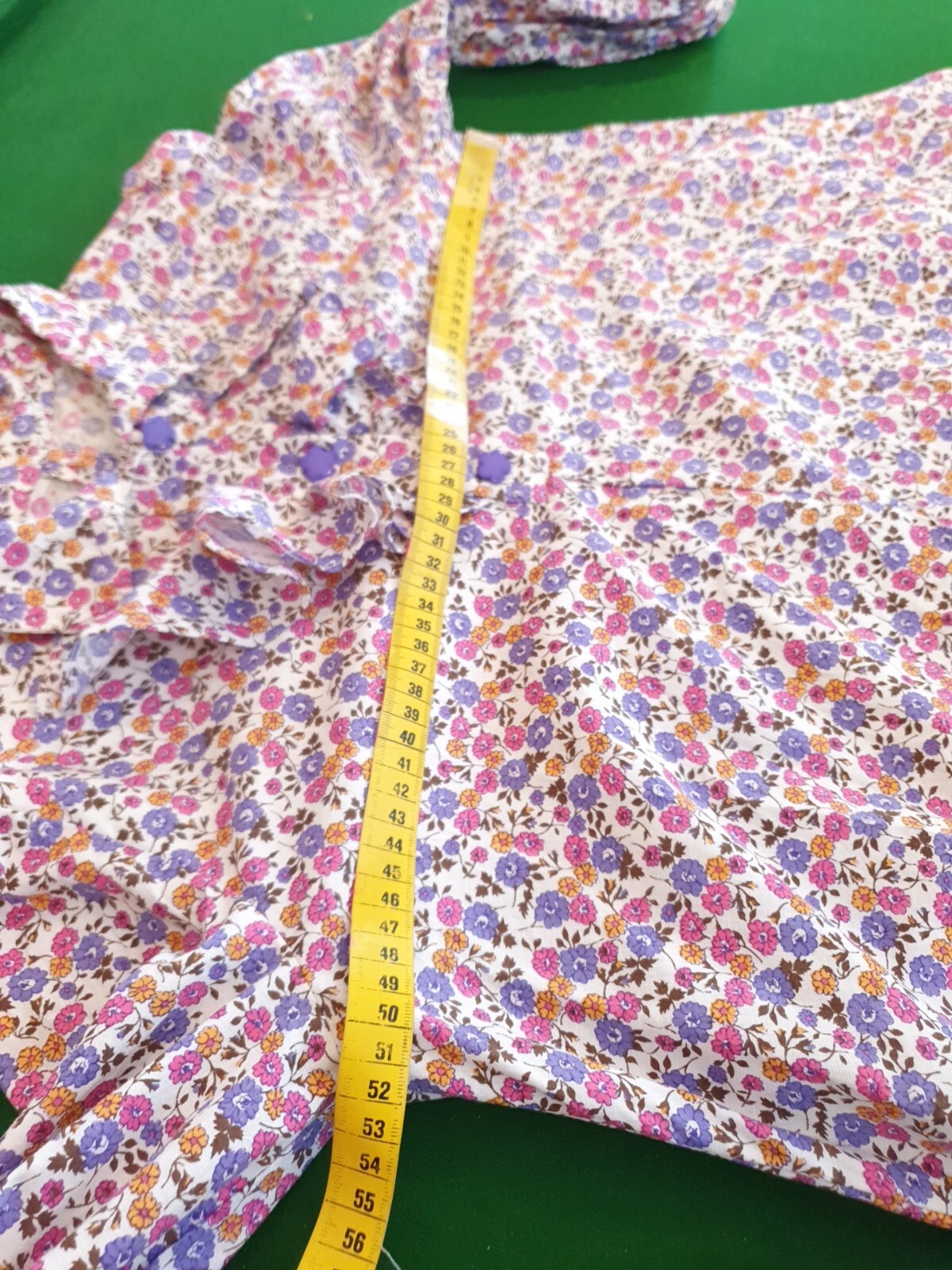 VINTAGE Handmade 70s Cotton Dress M-L Floral A-Line Ruffle AU 12-14