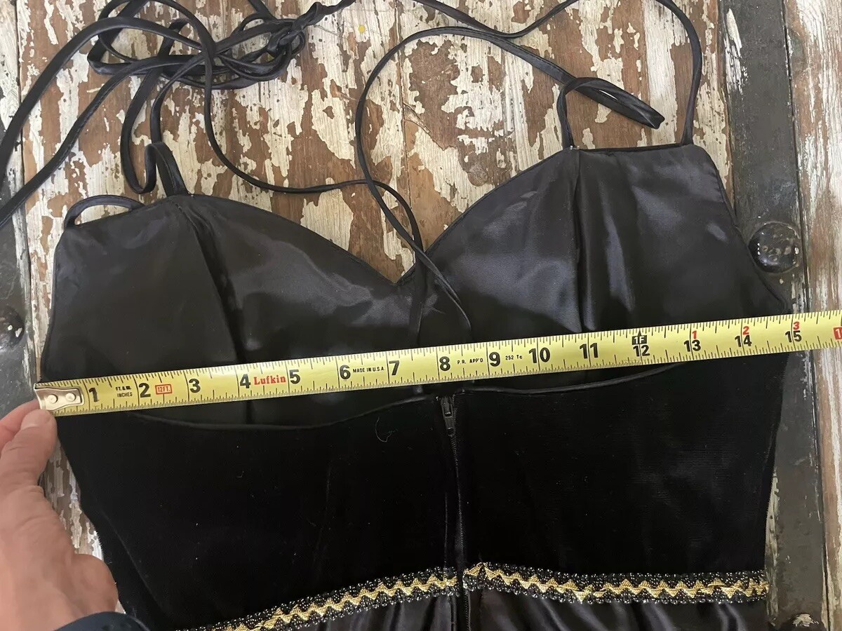 Vtg Formal Short Dress Fashion 1001 Nights Black Velvet Size 0 XS See More Info