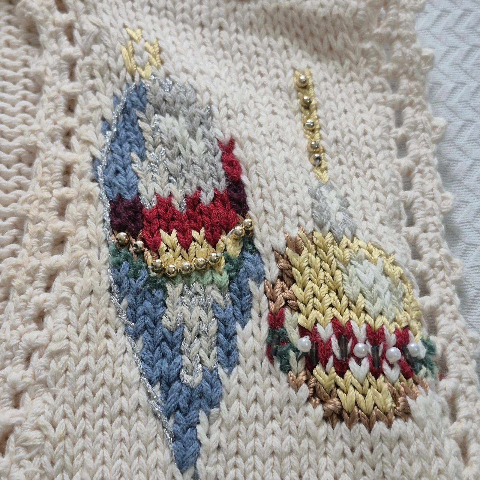 Vintage Heirloom Collectibles 1996 Christmas Sweater Vest Small Beaded Knit Xmas