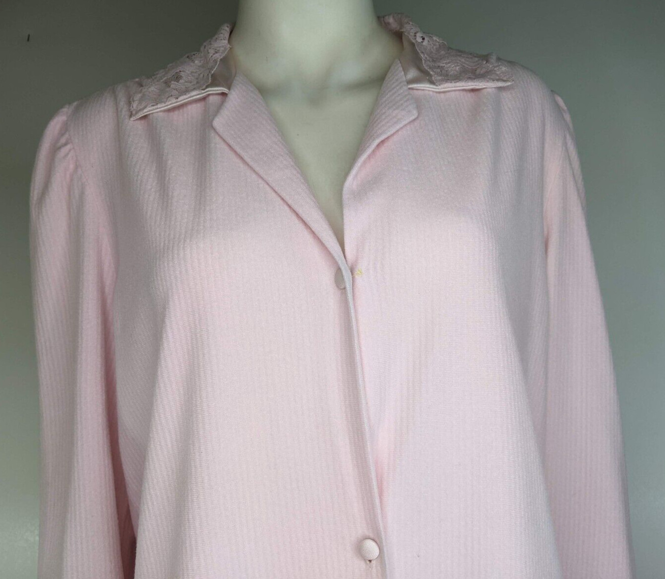 Vintage Vanity Fair Dressing Gown Lace Pink Nightgown Warm Pajamas Sleeves M