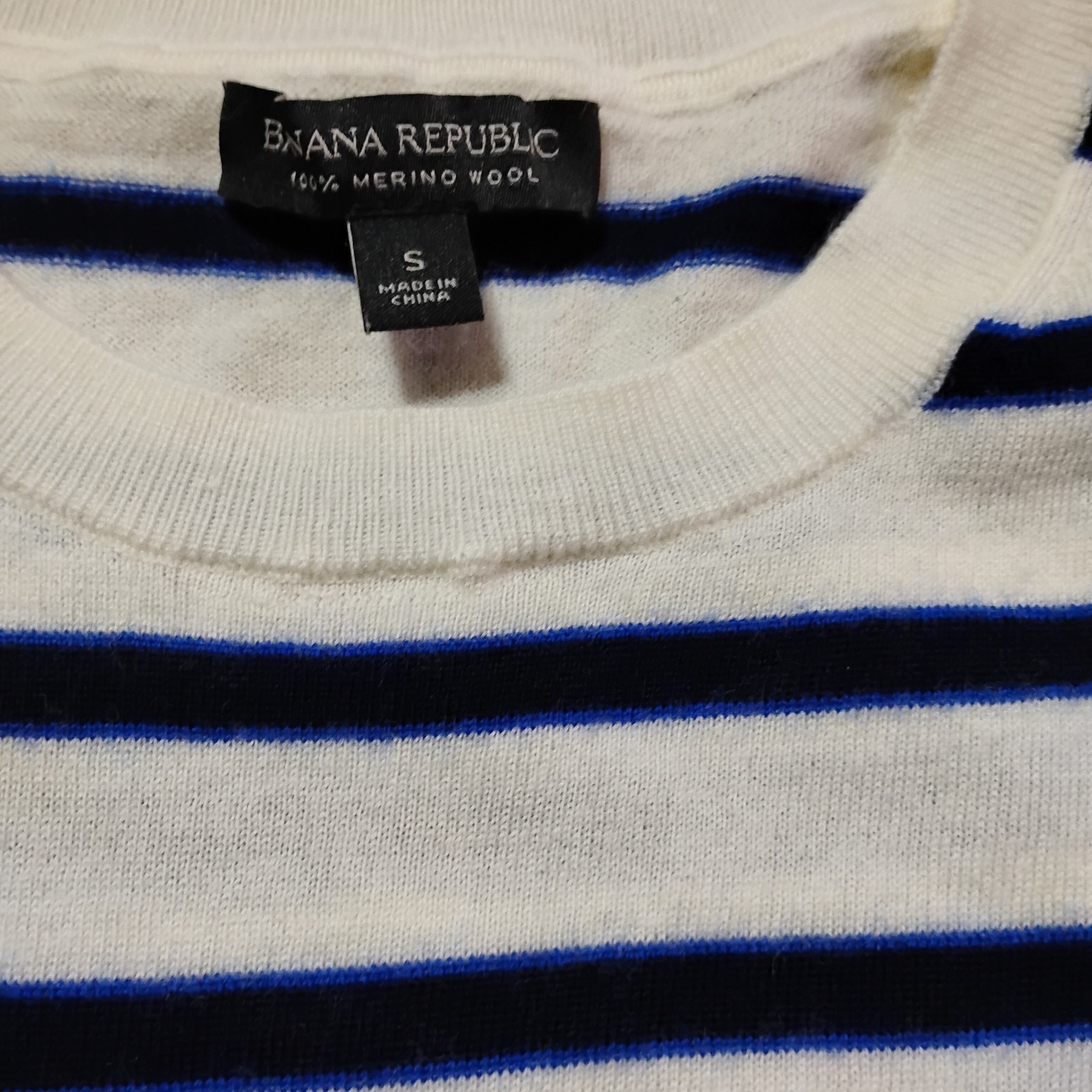Vtg Banana Republic 100% Extra Fine Merino Wool Stripe Sweater Crew Women’s SM