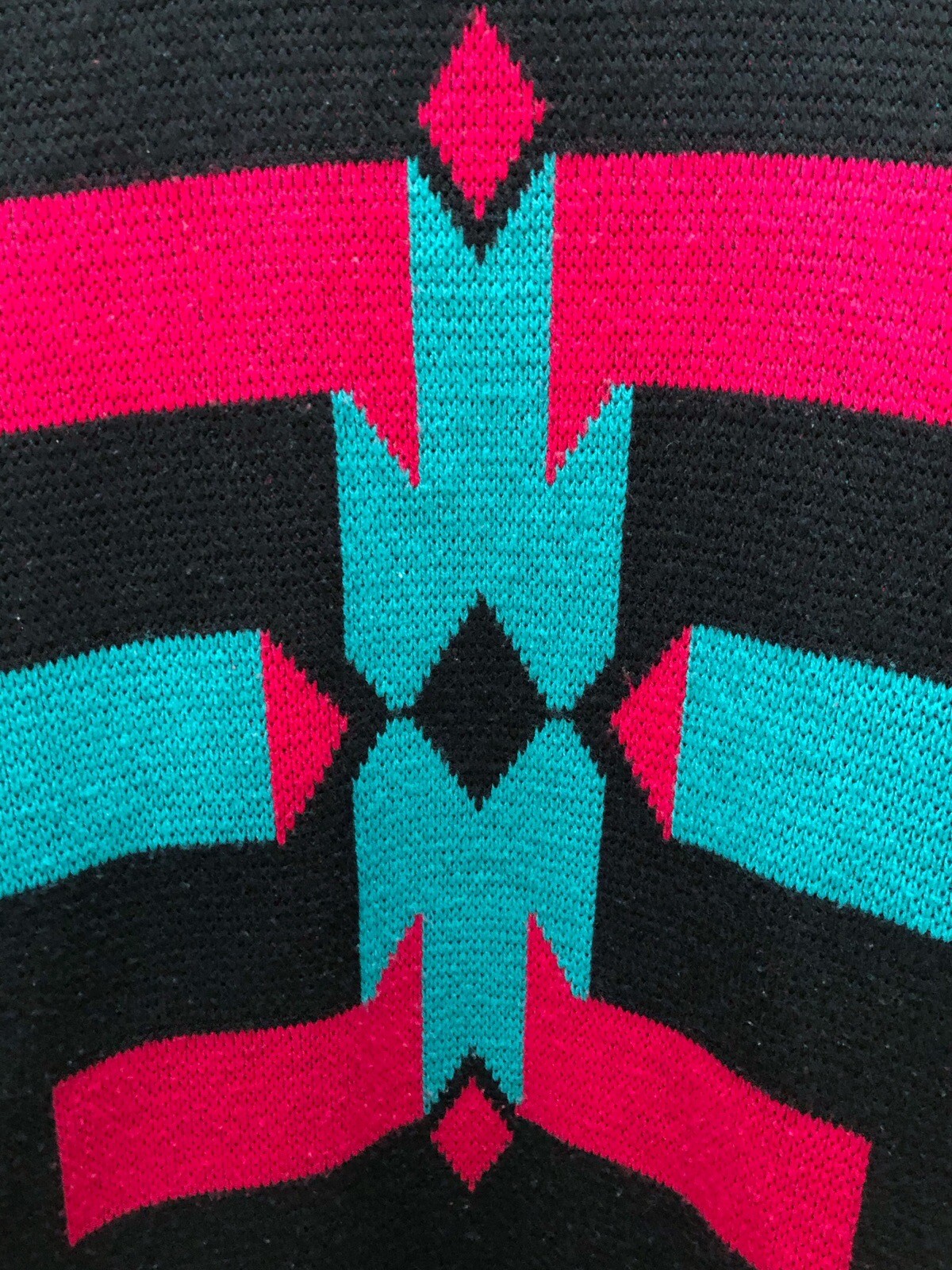 Vintage Cameo Rose Long Open Sweater S M L Boho Aztec Southwestern 80s Duster