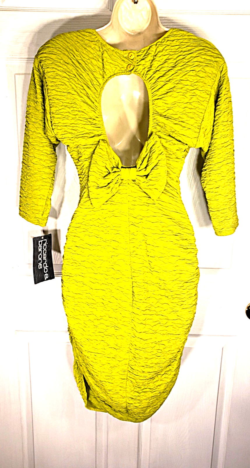 Riccardo Barone Body Con Dress Keyhole Back & Bow 1990s w/Tags Women’s M