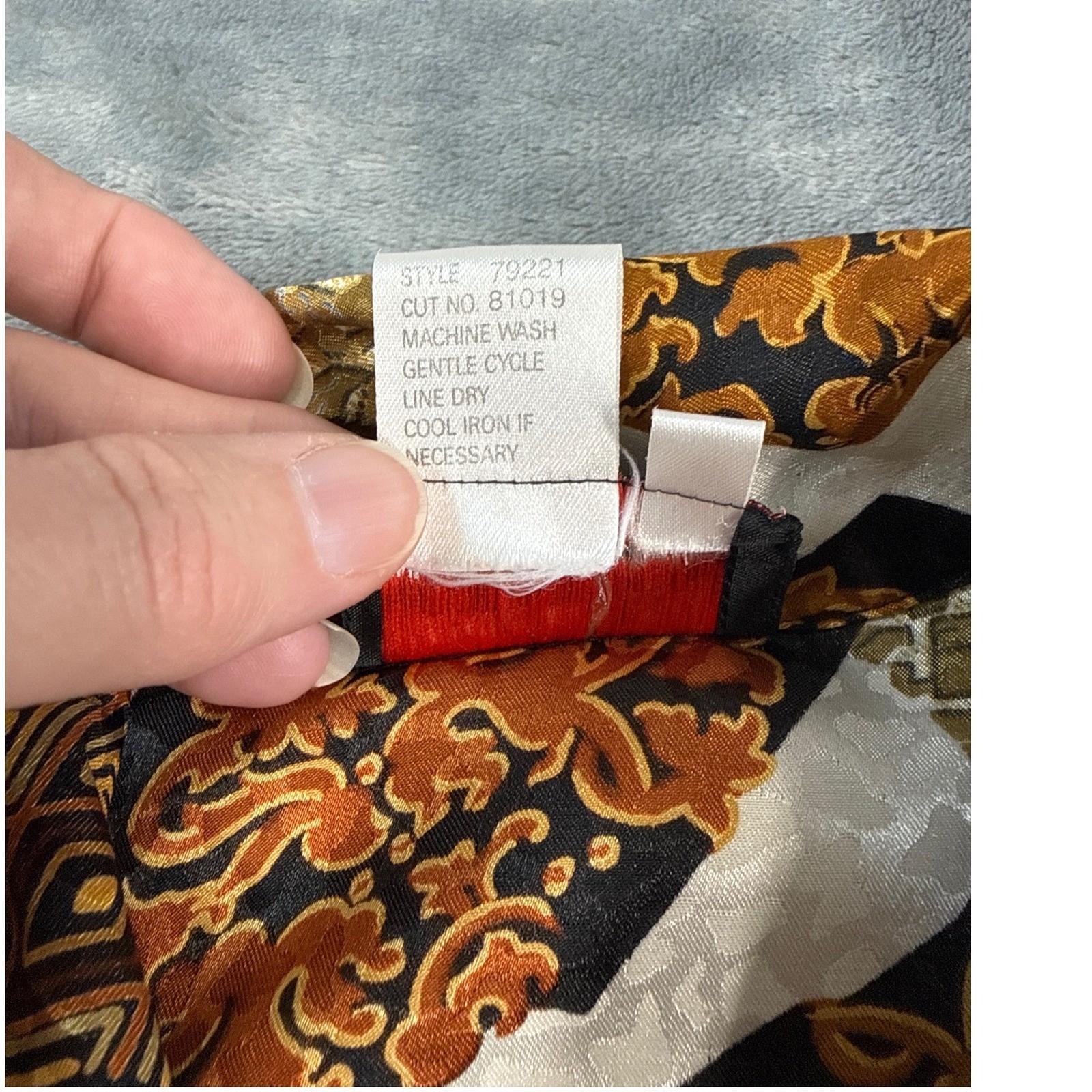 Vintage Notations Petite Baroque Geometric Secretary Blouse Gold Rust Black 8P