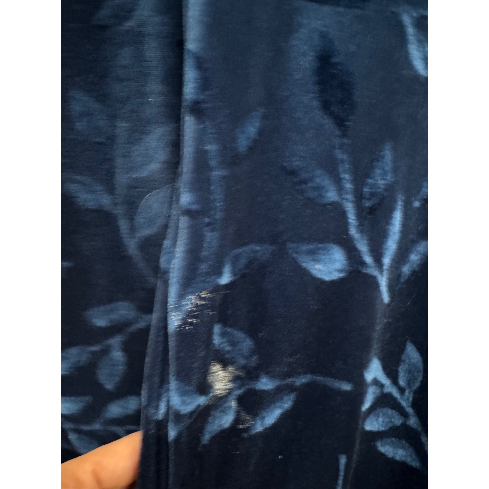 Ruth Norman Saks Fifth Avenue Vintage Navy Blue Velvet Leaf Maxi Dress Caftan