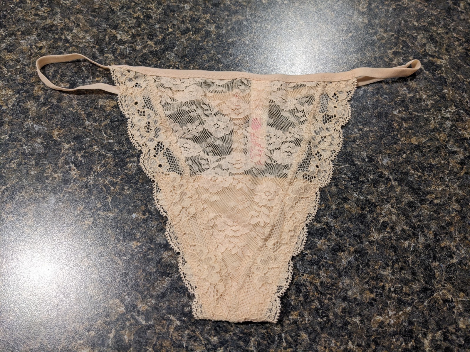 2013 PINK by Victoria’s Secret Extra Low Rise V-String Lace nude panties thong