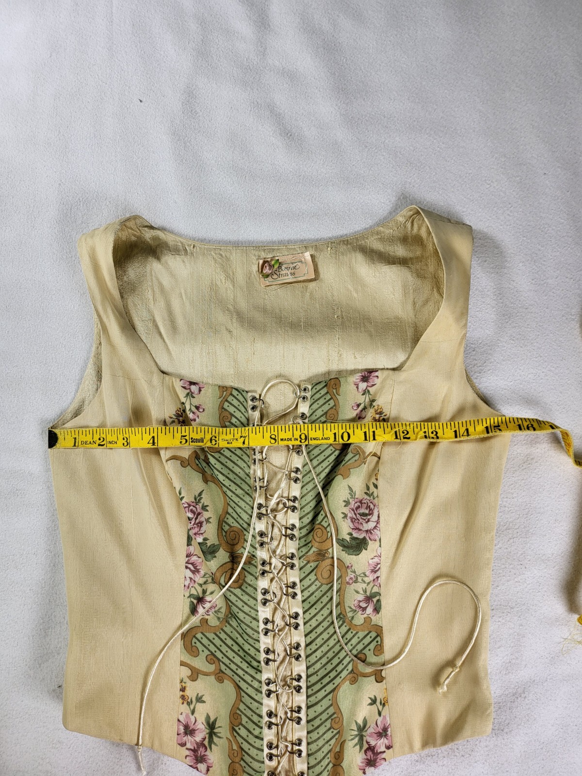 VTG Bonnie Strauss Corset Top and Silk Skirt floral Renaissance Theater Fairy