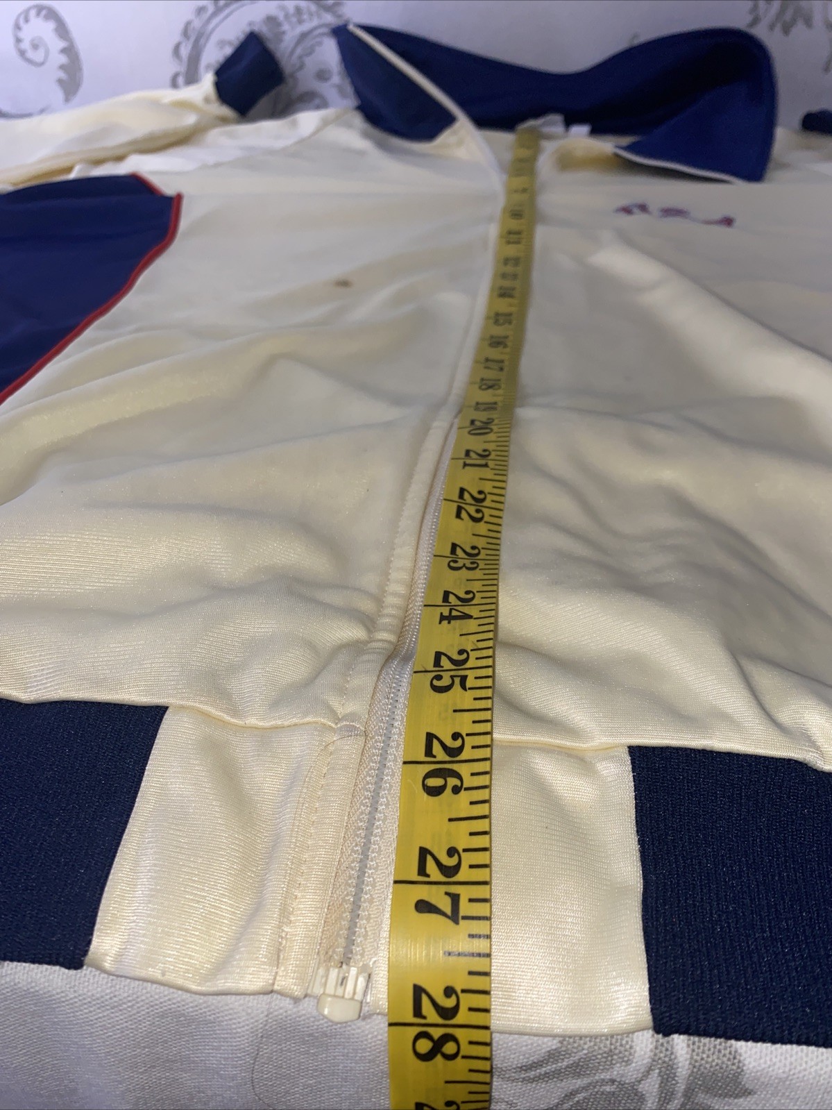 VTG 70’s Zwickel USA Olympics, Warm up track jacket full zip Cream Color