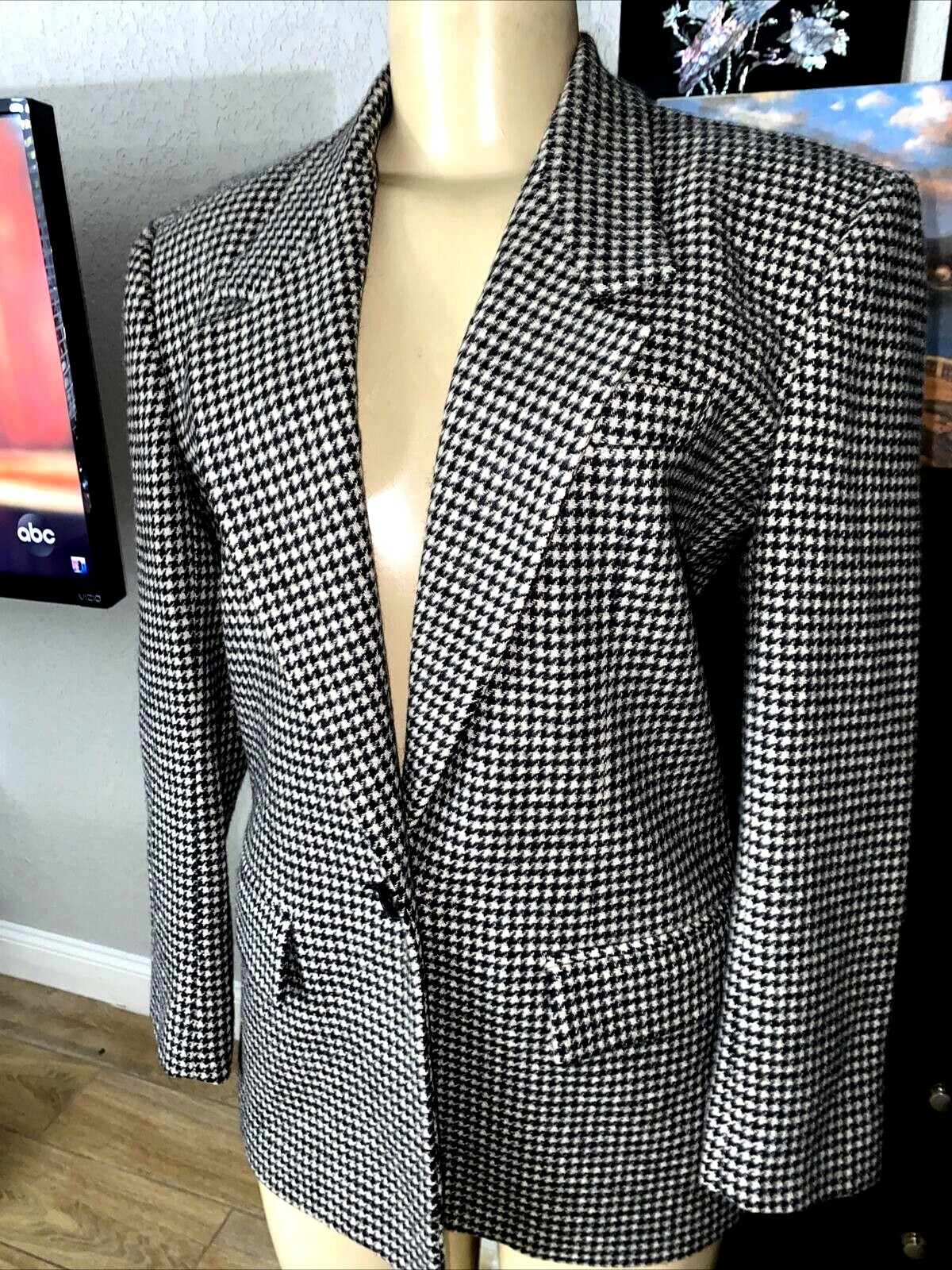 Vintage Adolfo Esprit Houndstooth Blazer Med plc✯