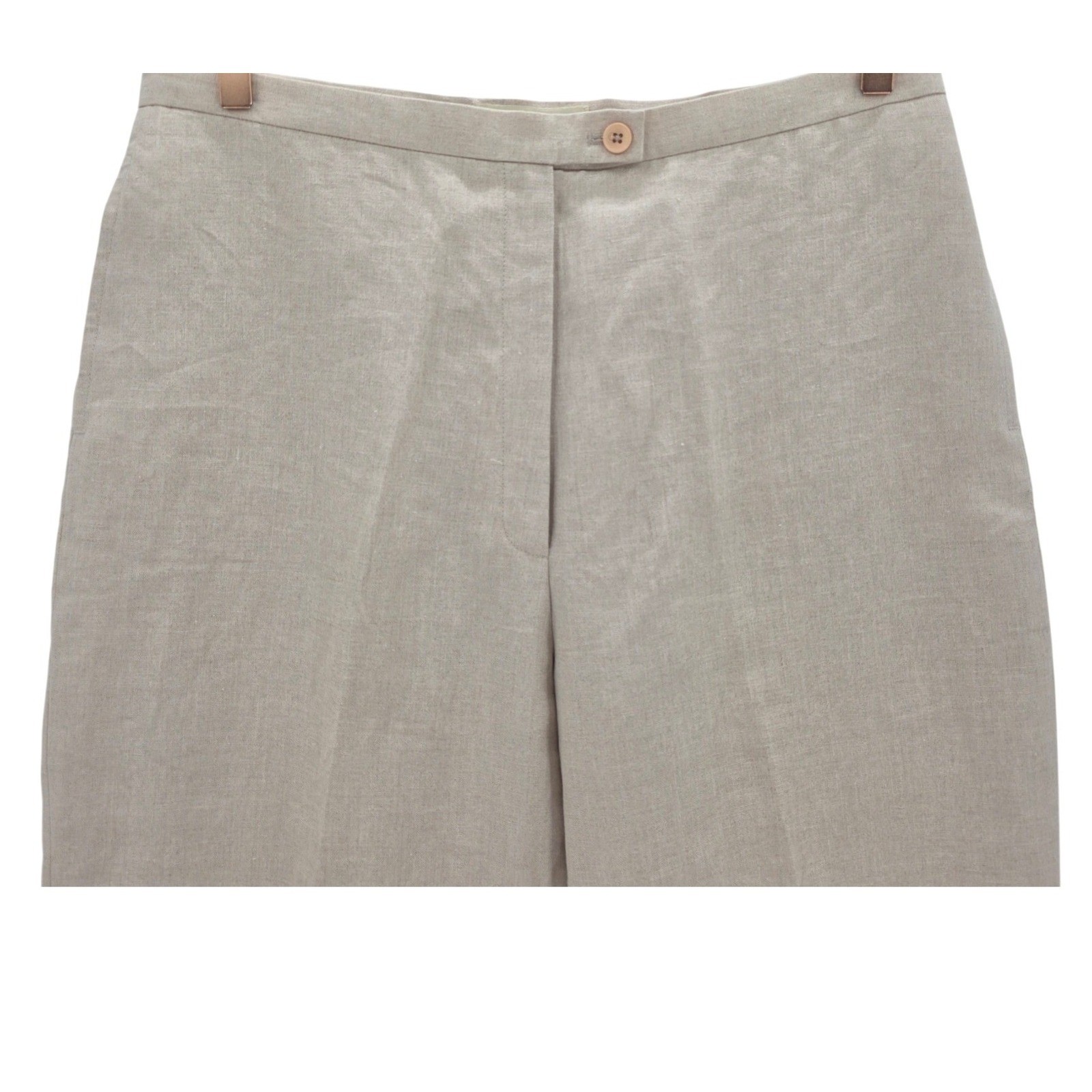 Eddie Bauer Women 16 Vintage 100% Linen High Rise Straight Leg Pants in Flax NWT