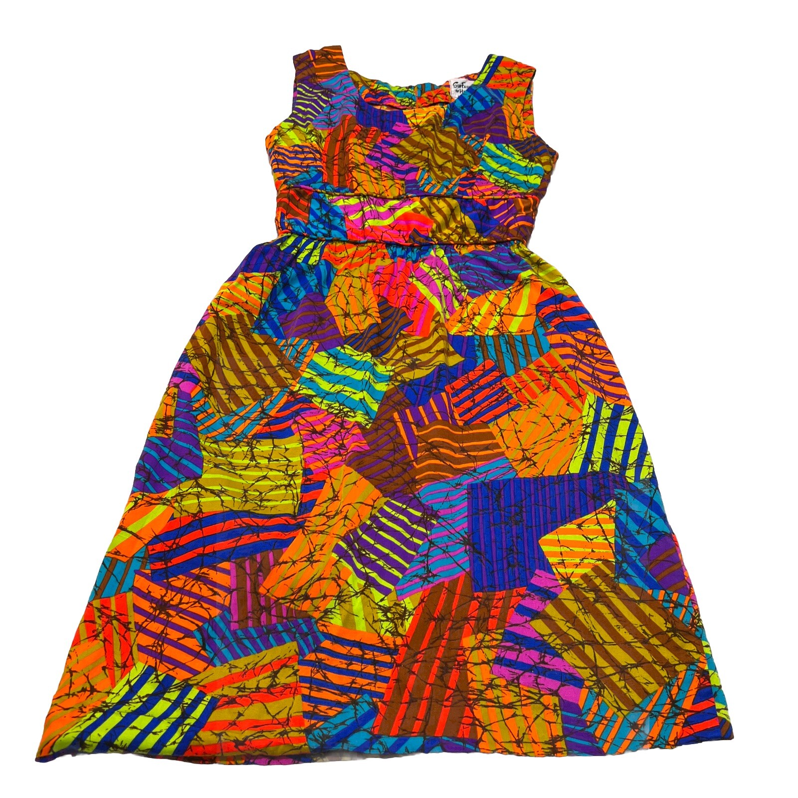 Vintage Sun Fashions Of Hawaii Honolulu Dress Size 9 Floral Bright Colors