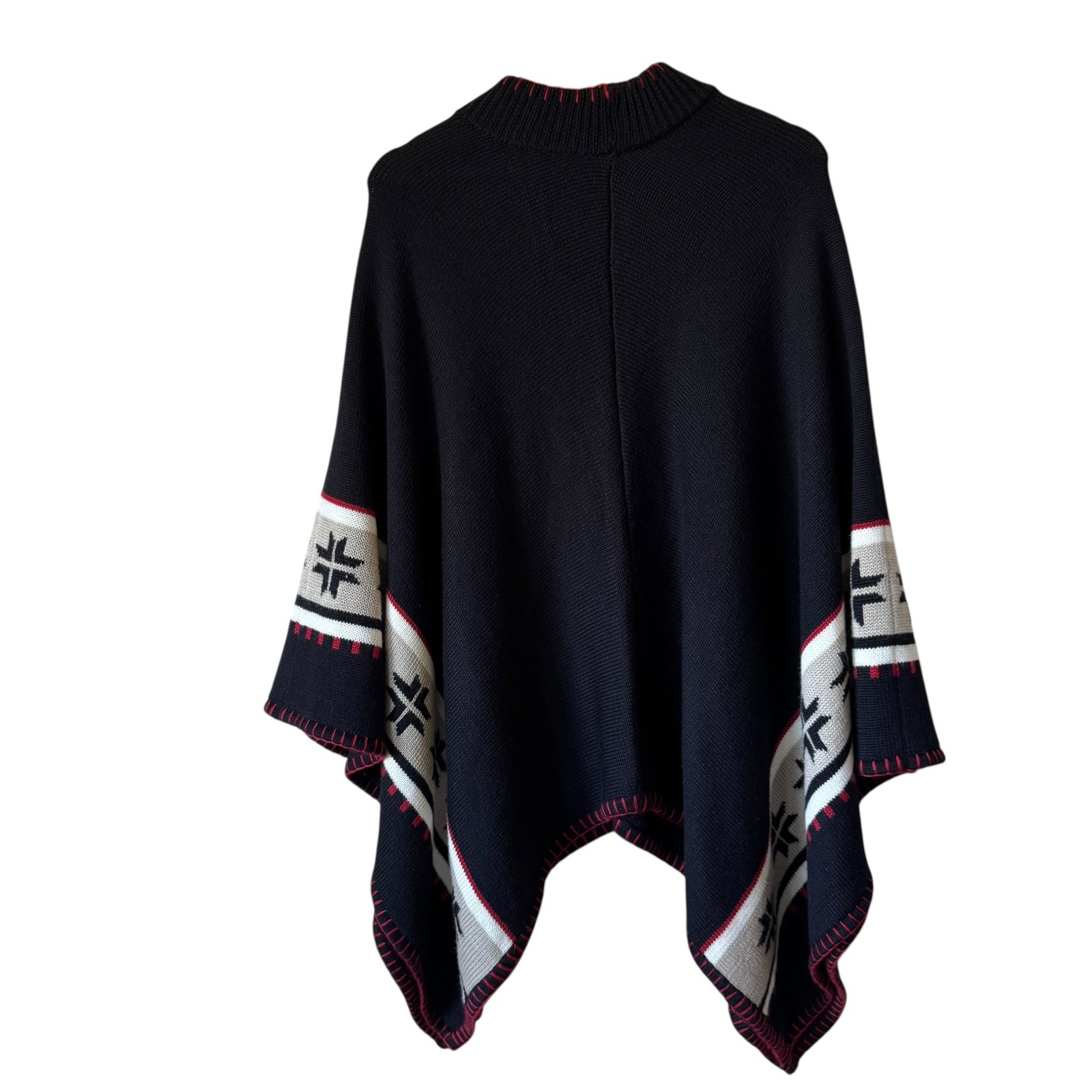 Vtg Gaucho Poncho Wool Blend Geometric Design Artisan Traditional Soft