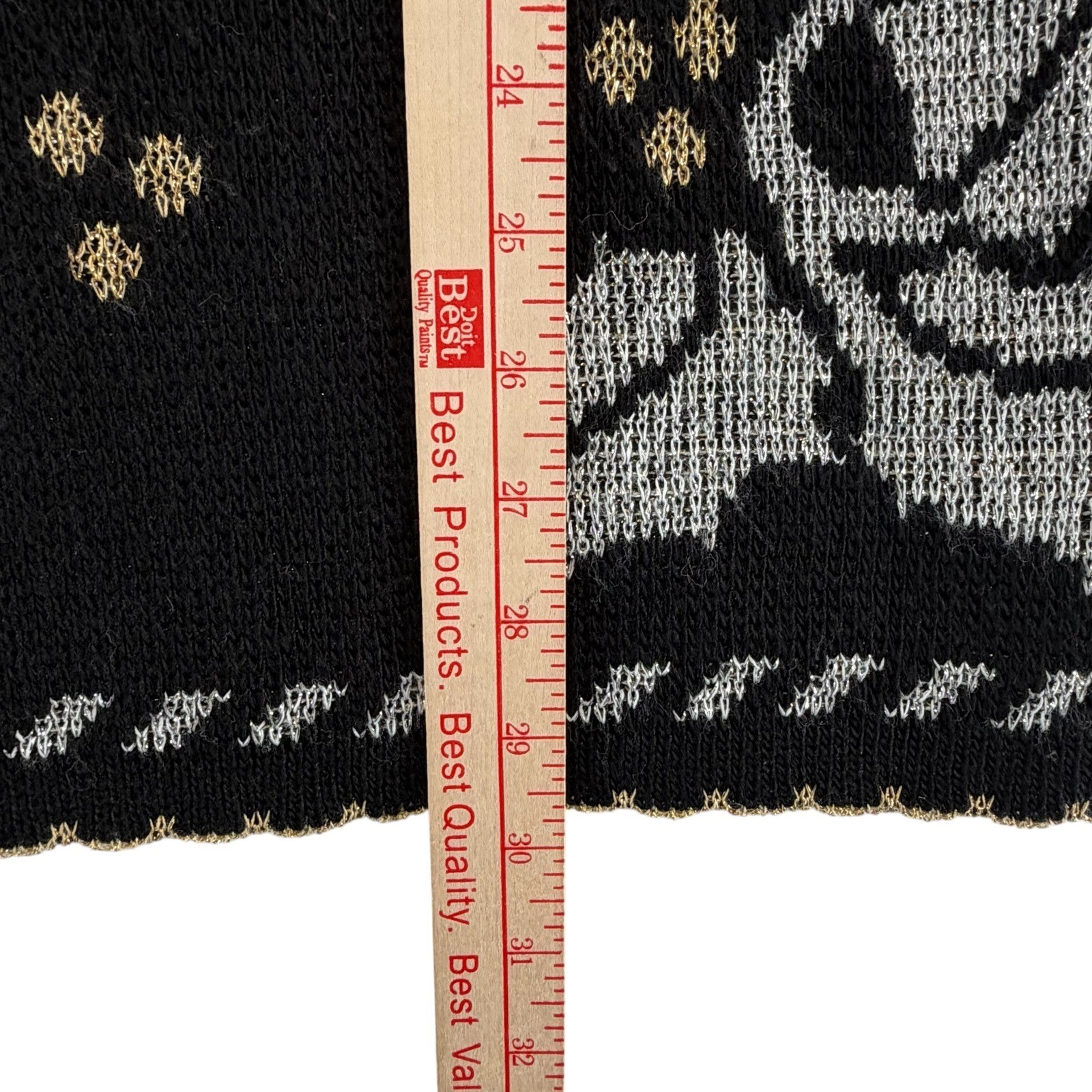 Holiday Time Vintage USA Christmas Sweater Women Medium Gold Silver Ornaments