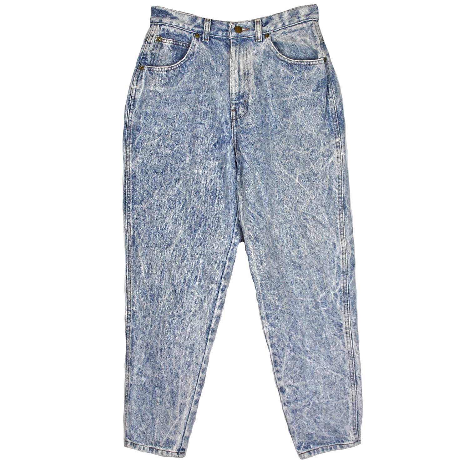 1980s Vintage Chic Baggy Mom Jeans Acid Wash Denim Tapered Leg High Waist 10 P