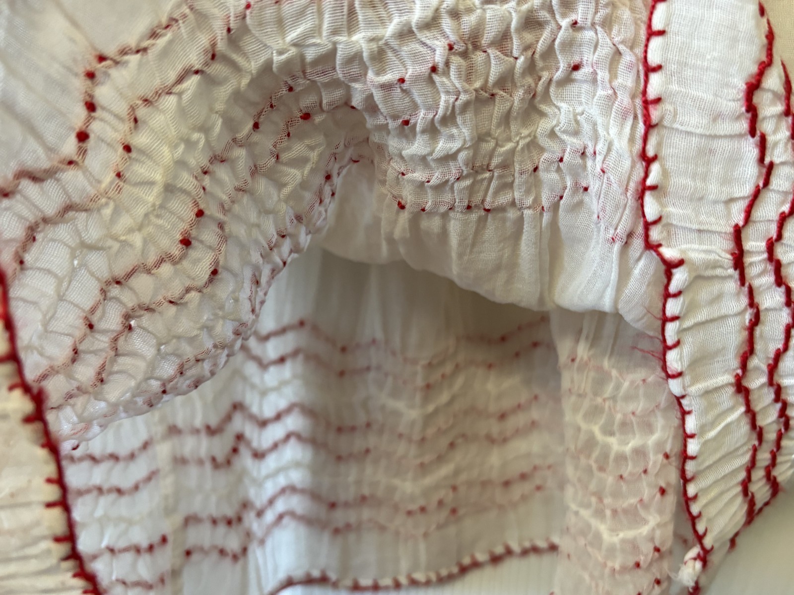 Authentic Antique 1930s 40s Yugoslavian Hand Embroidered Hand Smocked Blouse S-M