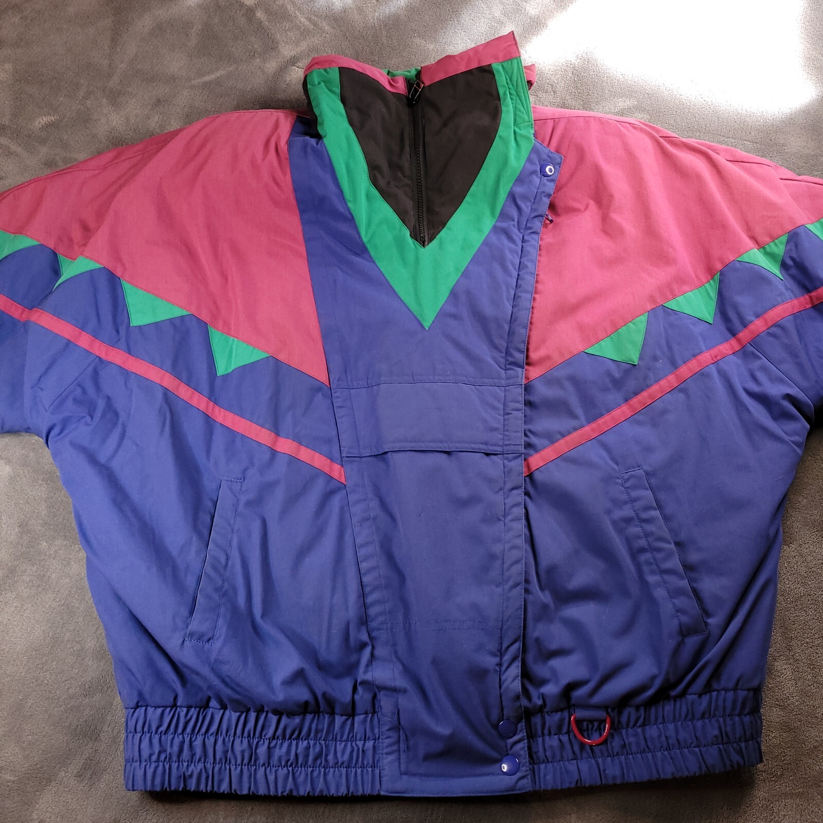 Vtg 90s Womens Kaotic by Andy Johns Large Wind Breaker Ski Puffer Jacket Coat