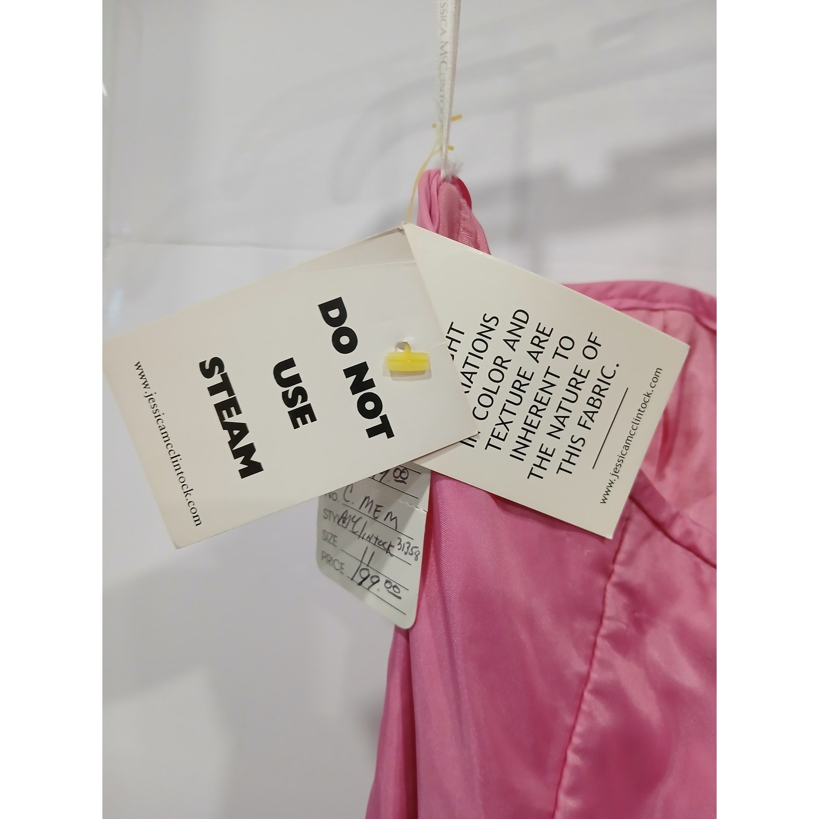 Vintage Jessica McClintock Gunne Sax Pink Strapless Ruched Bustle Gown 11/12