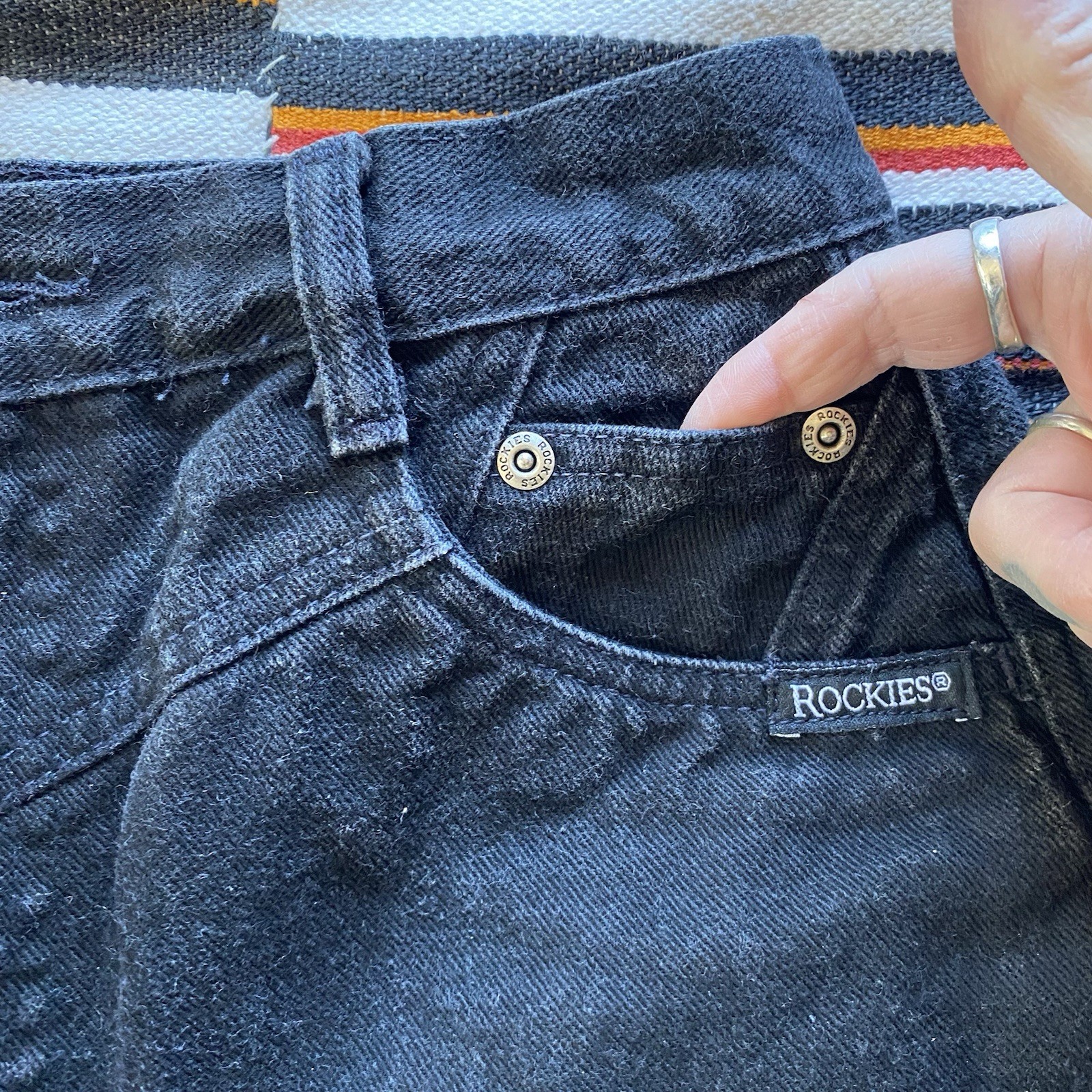 Vintage Wrangler High Rise Bareback Black Jeans. Size 26/34. Western Wear. USA.