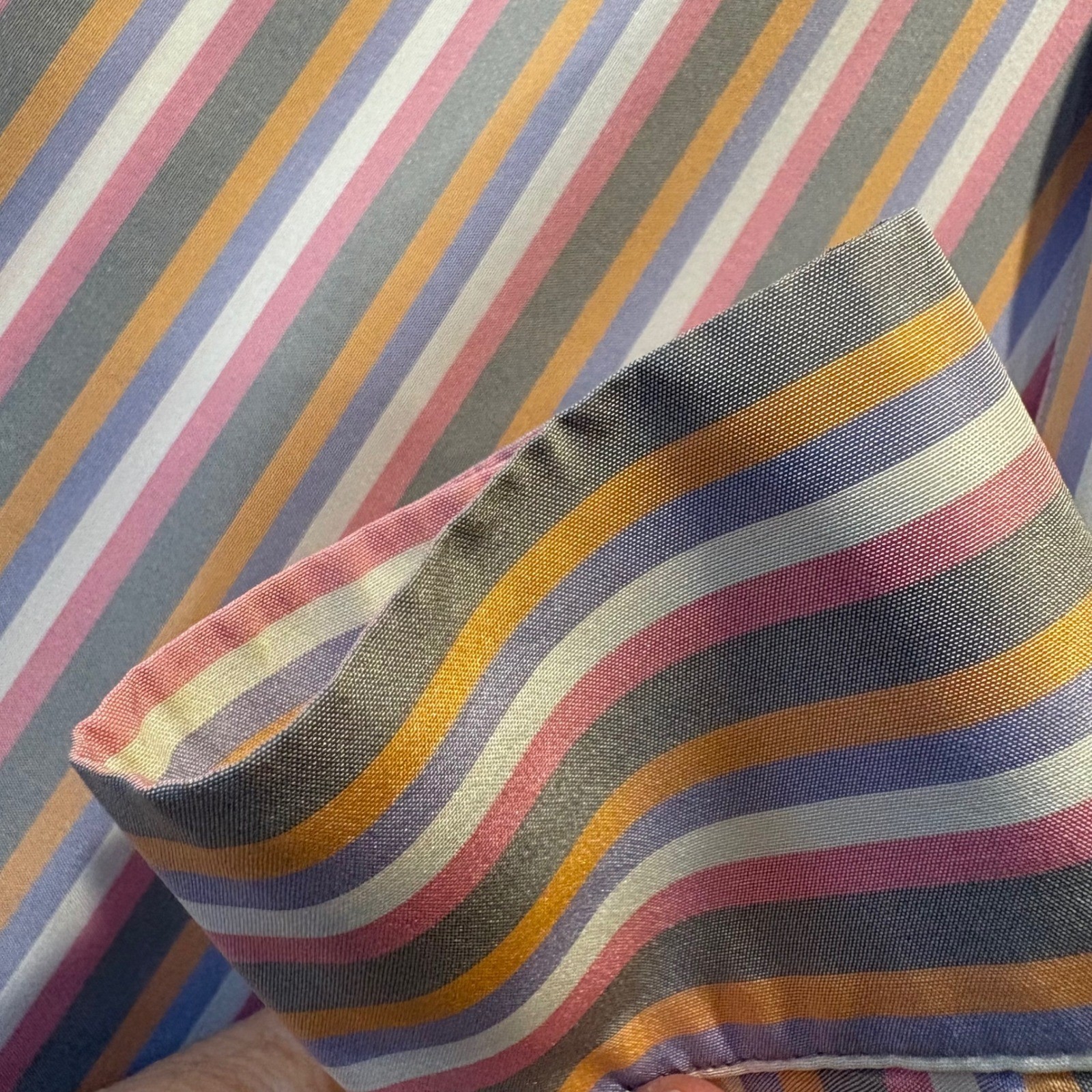 Carlisle Womens Vintage 100% Silk Striped Button Down Blouse Multi Color Size 10