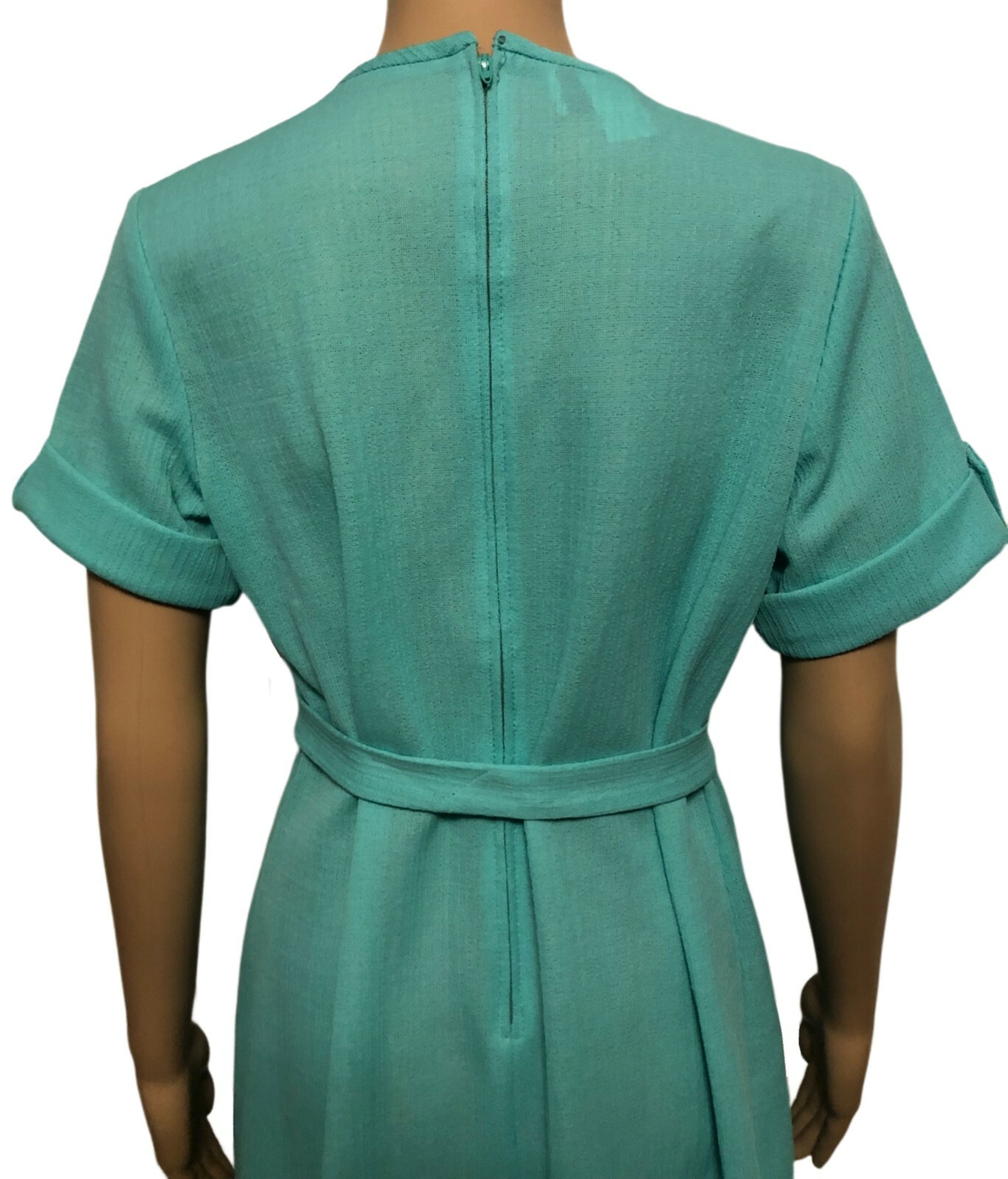womens vtg 1970s Bleeker Street Belted Sheath Dress 12 NWT Retro Pistachio Green