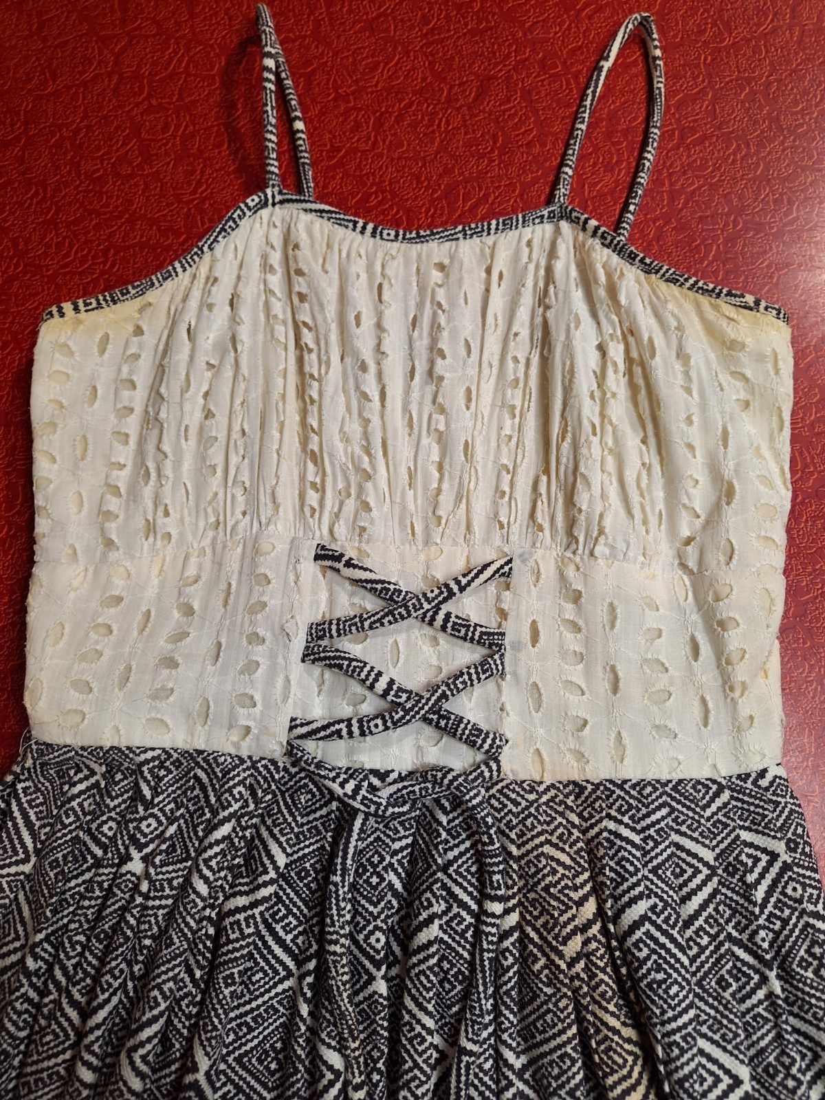 True VTG Mid-century Mod 1960s Sa’bett of California Eyelet Sundress S Dress 60s