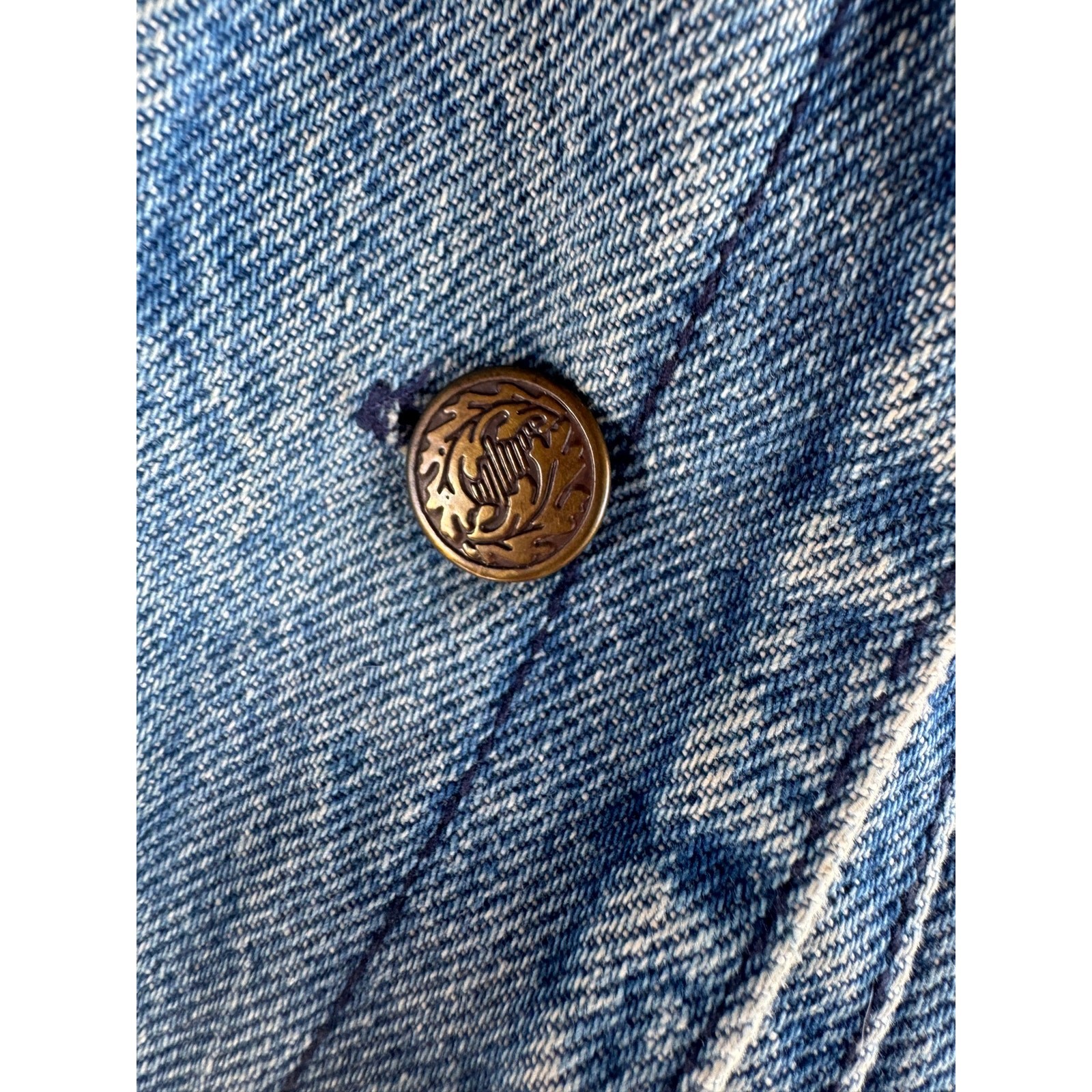 Vintage 80s Studded Rhinestone Denim Jacket Blazer Oversized Dolman Western L XL