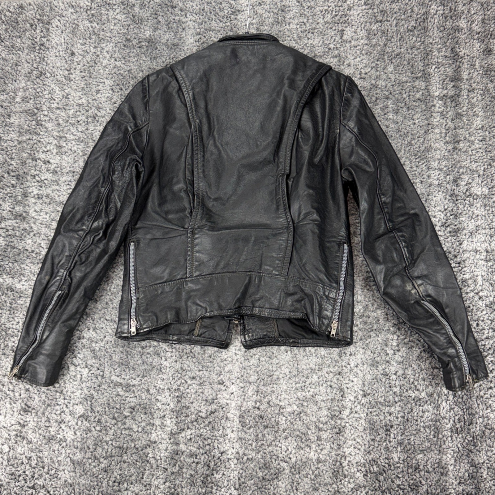 Vtg 70s Brooks Leather Women’s 34 Motorcycle Jacket Zipper Black Lined Made USA