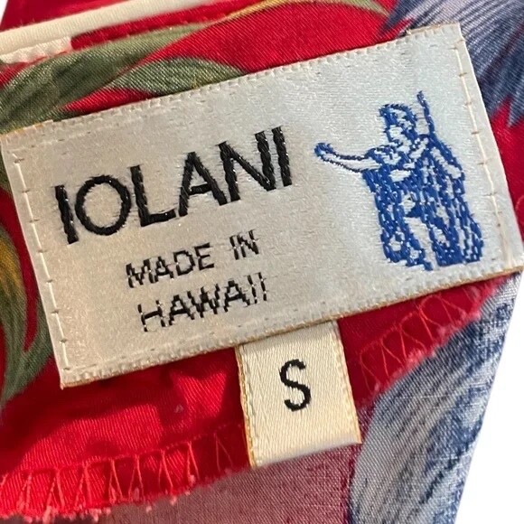 Iolani Hawaii Vintage 80s Red Multicolor Floral Print Maxi Women’s Dress Small