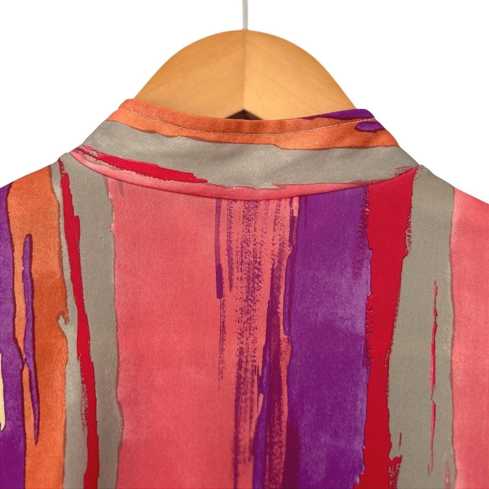 Vintage Copy Cats Statement Abstract Tie Keyhole Neck Top L Artsy Dolman Sleeve