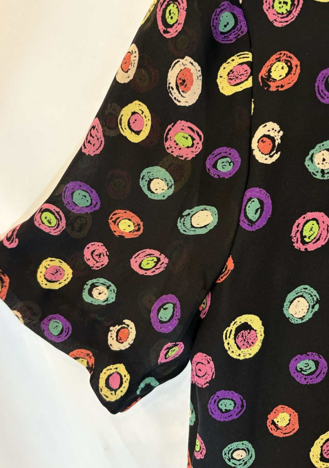 Vtg 80s Julie Francis 100% Silk Rainbow Abstract Dot Dress Retro Glam Designer 6