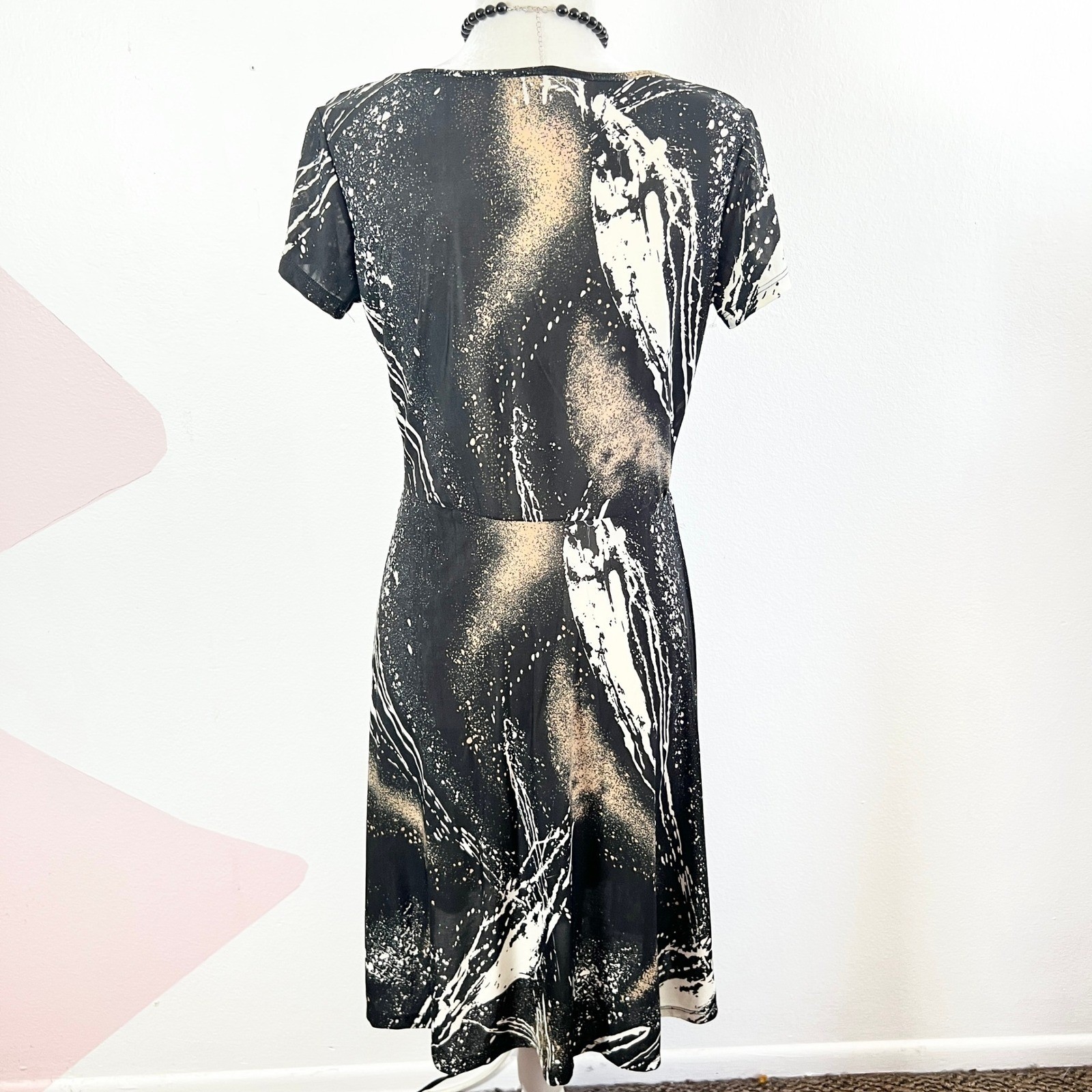 VTG Y2K Black Mesh Mini Dress Sz Large Sheer 90s Grunge Indie Sleaze Emo