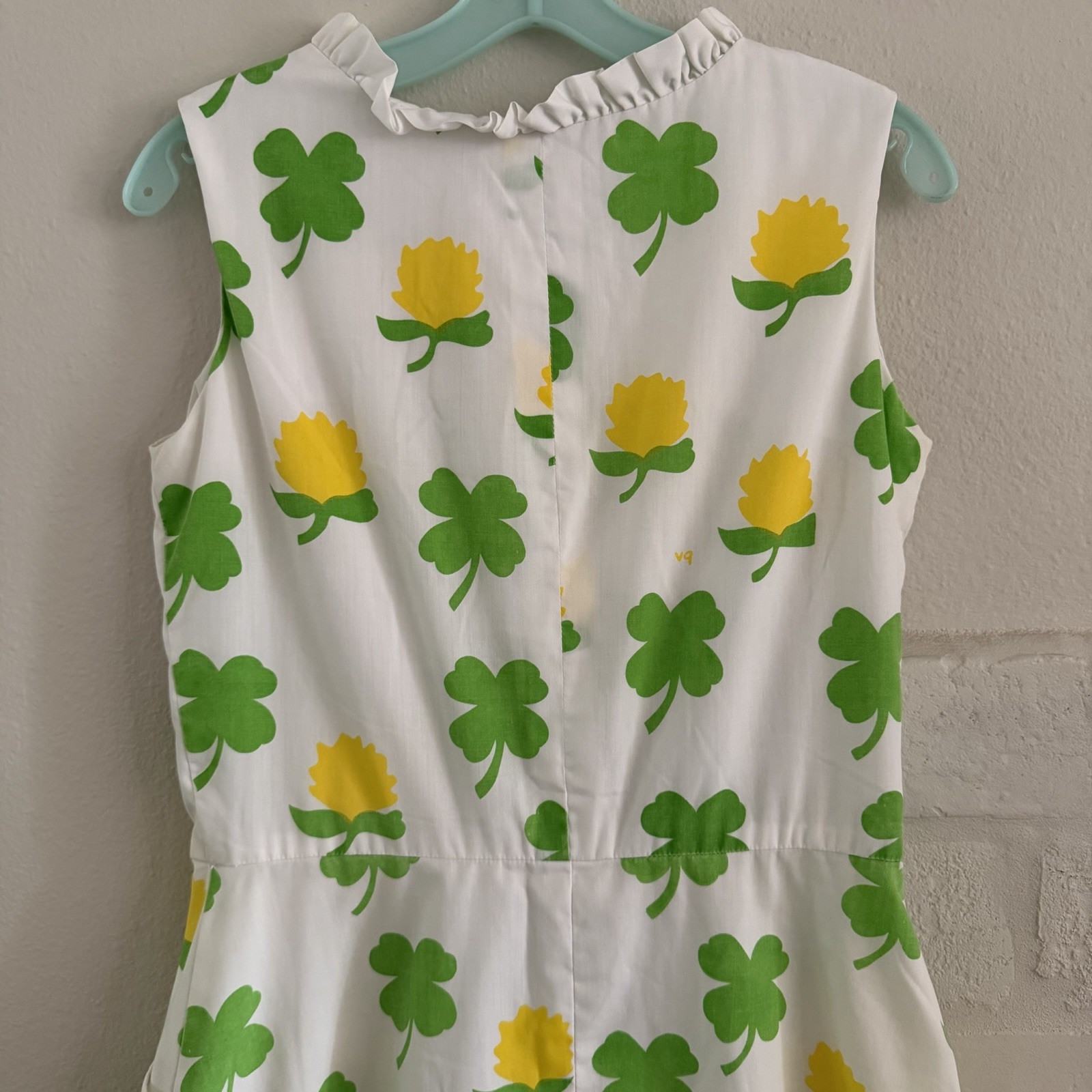 The Vested Gentress Lucky Shamrock Clover Slvls Dress Vtg 60/70s Sz 12 Medium
