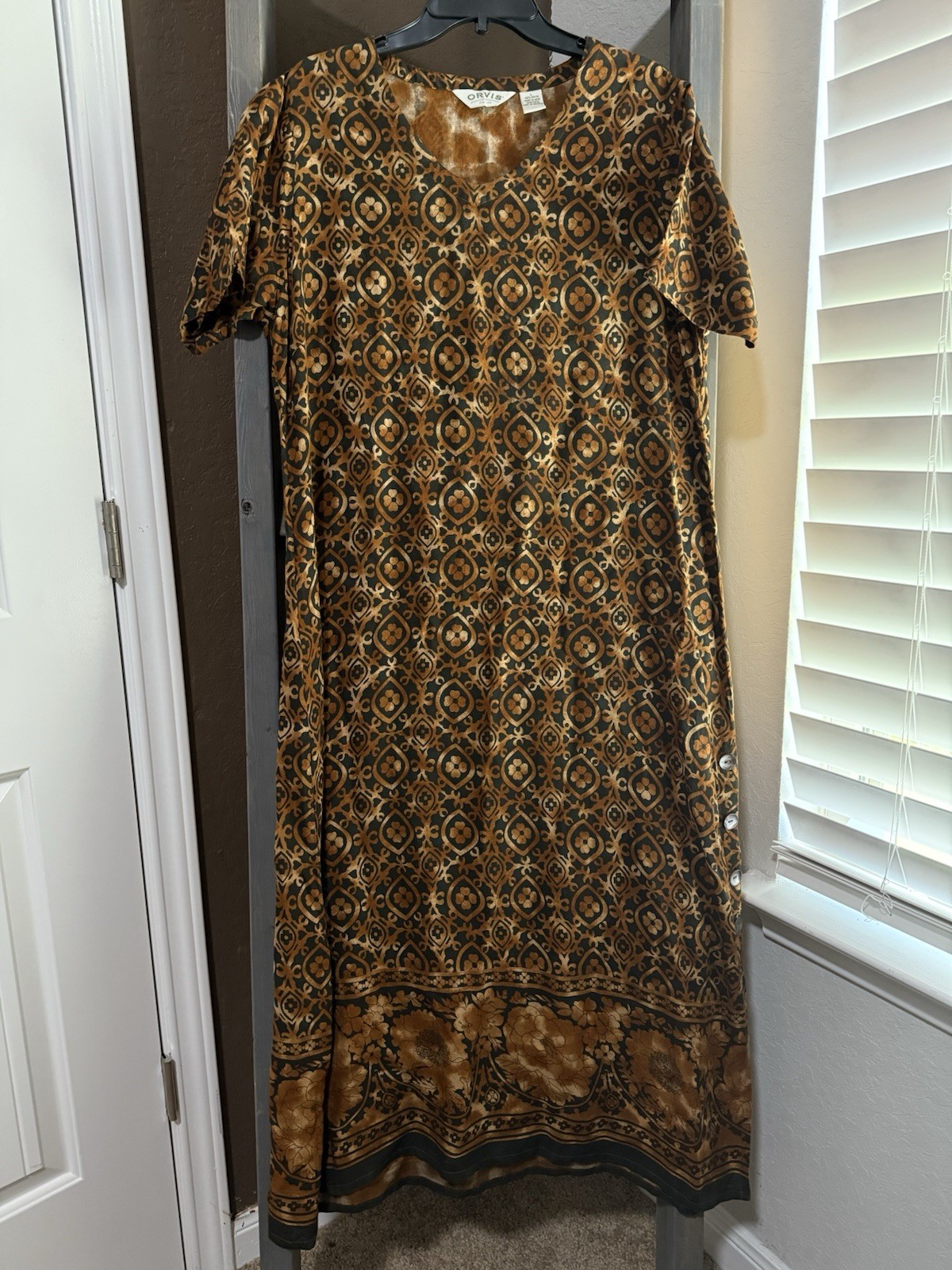 Vintage Orvis Kaftan Dress Boho Rayon Mumu Oversized Women’s L