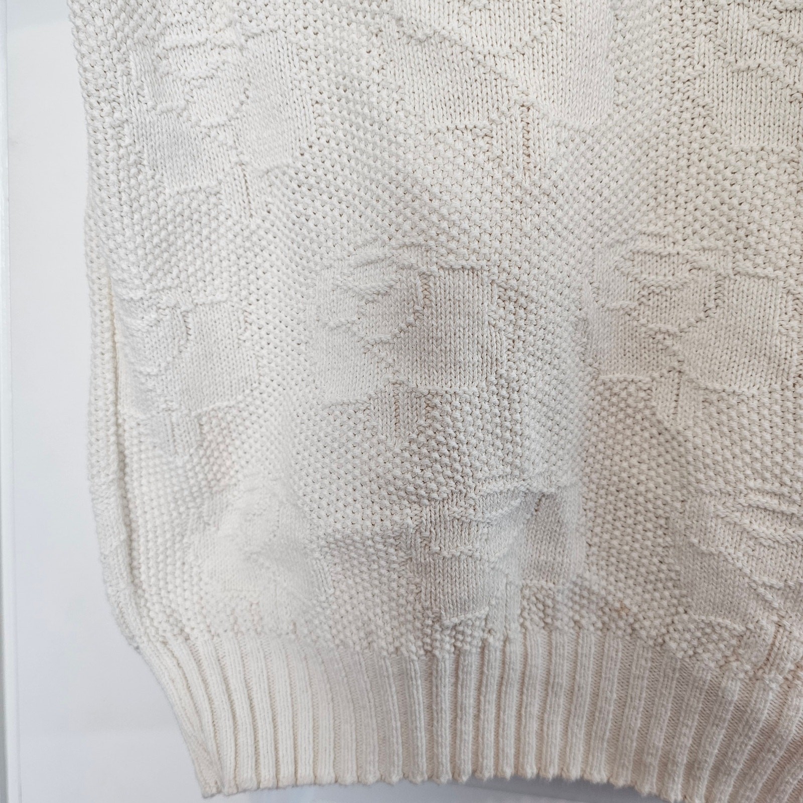 Vintage Wrangler Sweater Women Med White Floral Knit Twee Preppy Cottage 80s