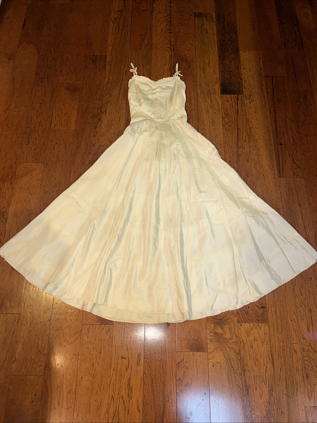 Vintage Ivory Spaghetti Strap Saloon Style Dress Size Small