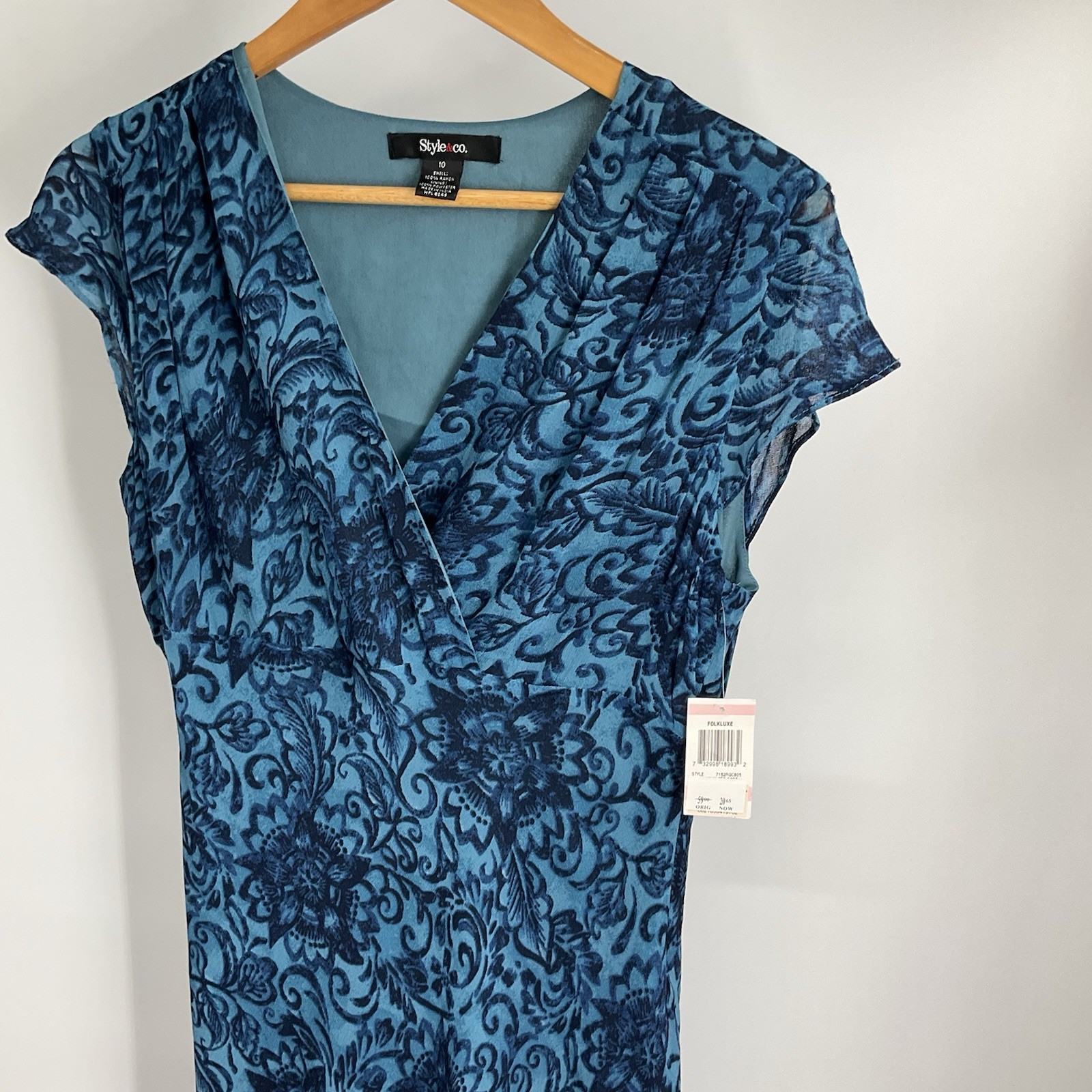 Vintage Y2k 90s 100% Silk Dress Blue Size 10 Medium
