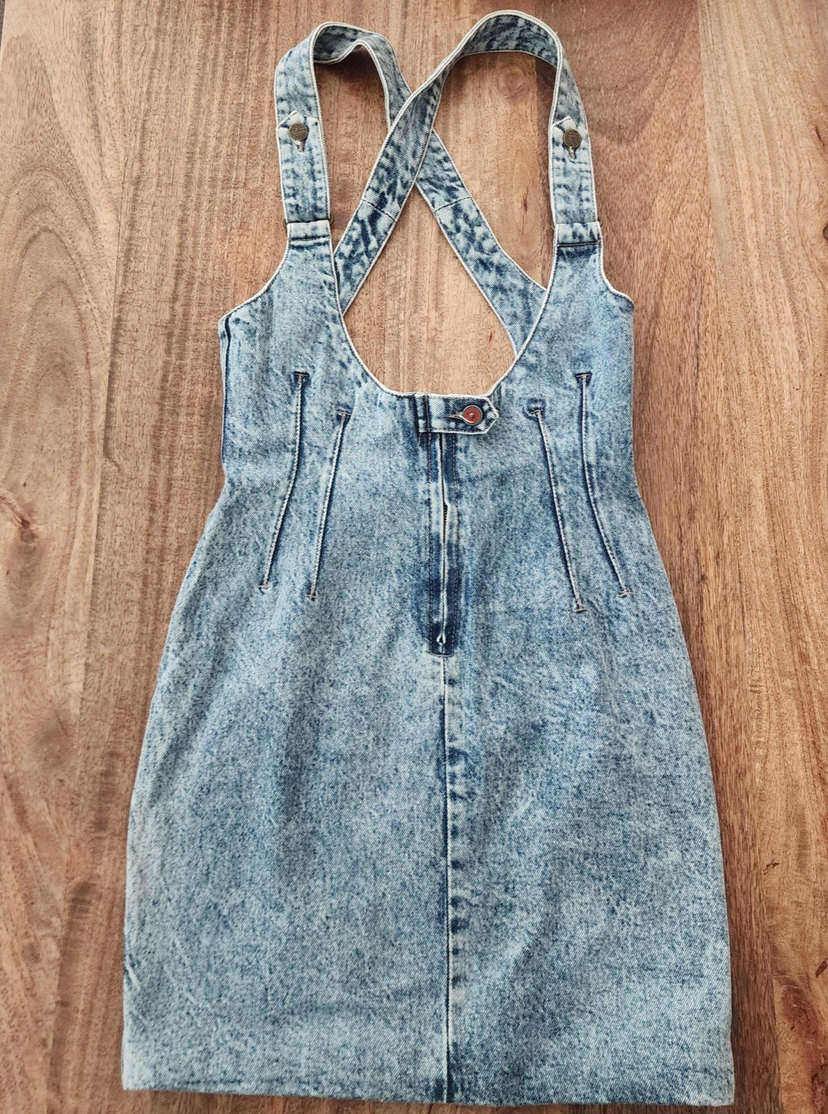 Vintage Filippo Totti Dress Womens 7/8 Blue Denim Overall Jumper Acid Wash 80s