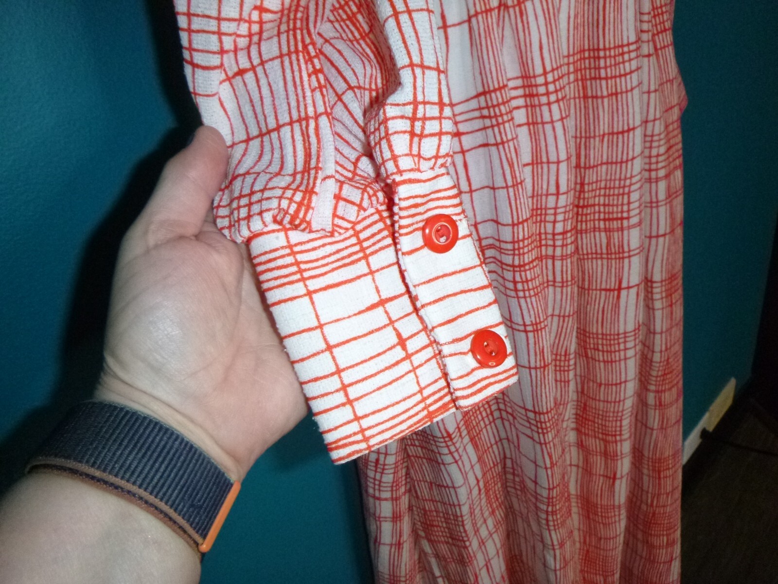 NWT Vtg 70s Discovery I Red White Plaid Poly Maxi Dress W/ WIDE Belt Sz 12 NOS