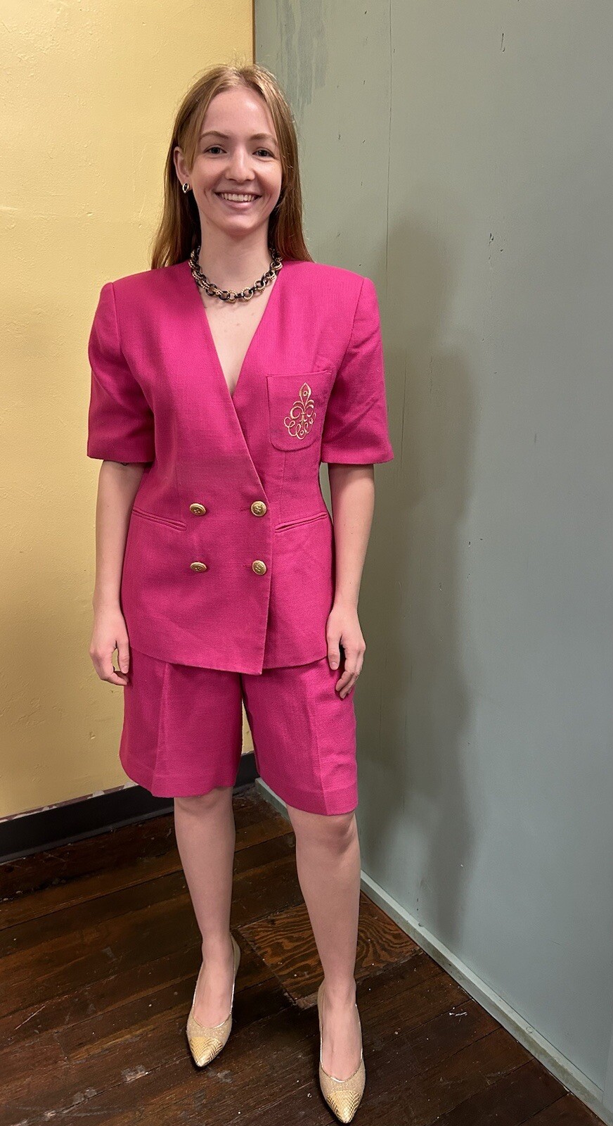 Vintage 80’s Gilmor Pink Short Suit Size 6p