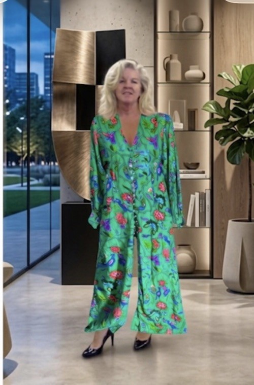 Mr Mort Stan Herman Green Psychedelic 1960 Maxi Dress Hippie Festival Designer M