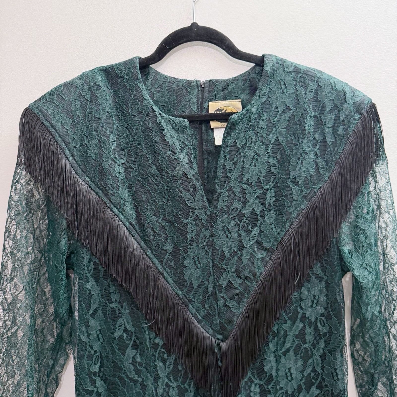 Vintage Western Collection Lace Fringe Retro Western Rodeo Cowgirl Maxi Dress 18
