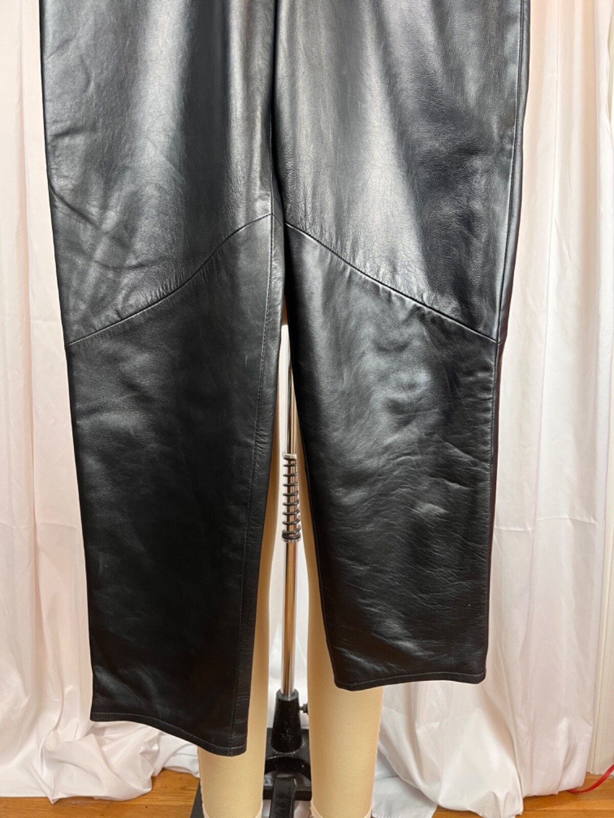 Vakko Vintage 80s Black Leather High Waist Stovepipe Leg Lined Pants SZ 6