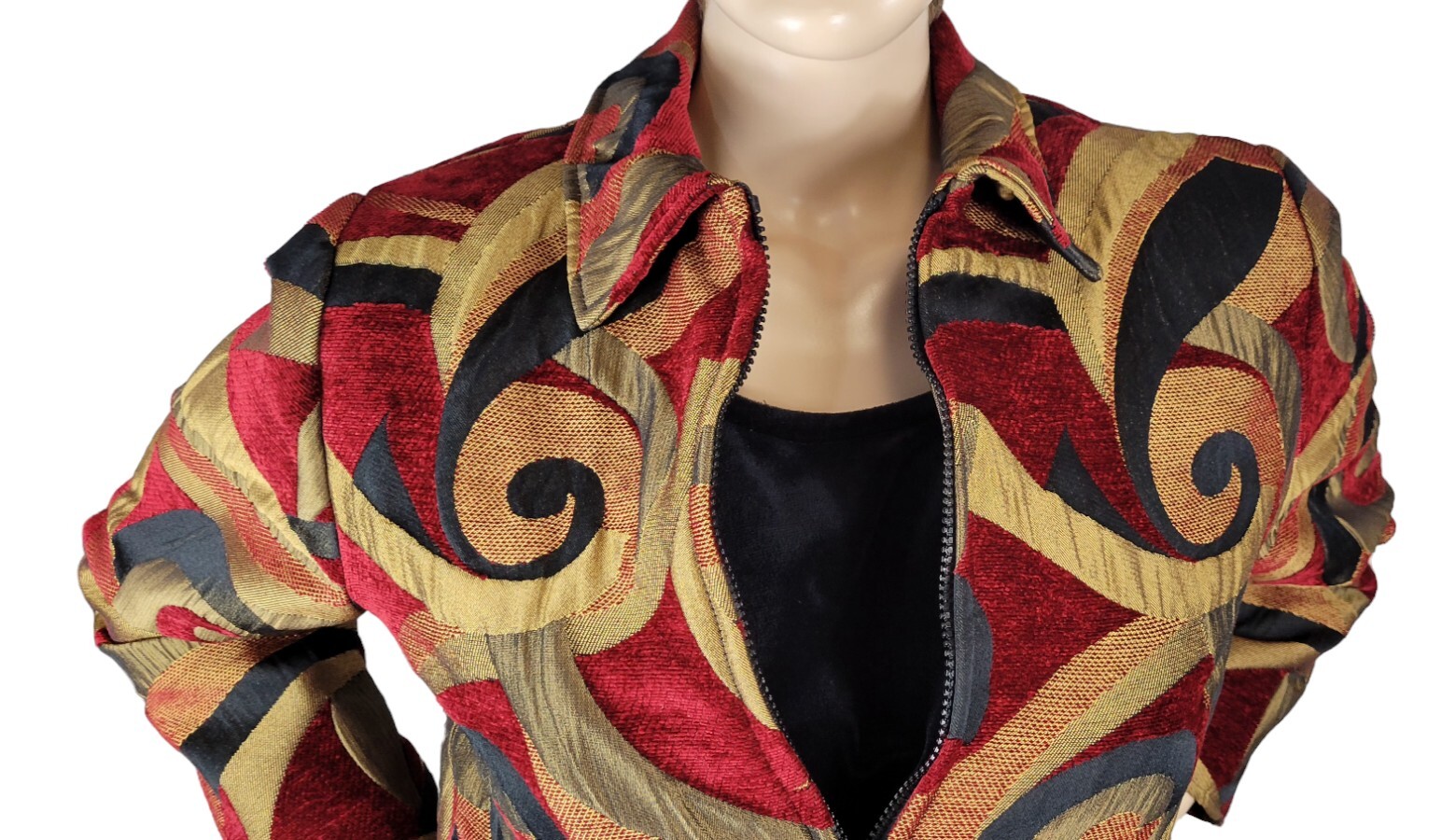 Vintage Painted Pony Uniquely USA Cropped Abstract Velvet Tapestry Jacket Size M