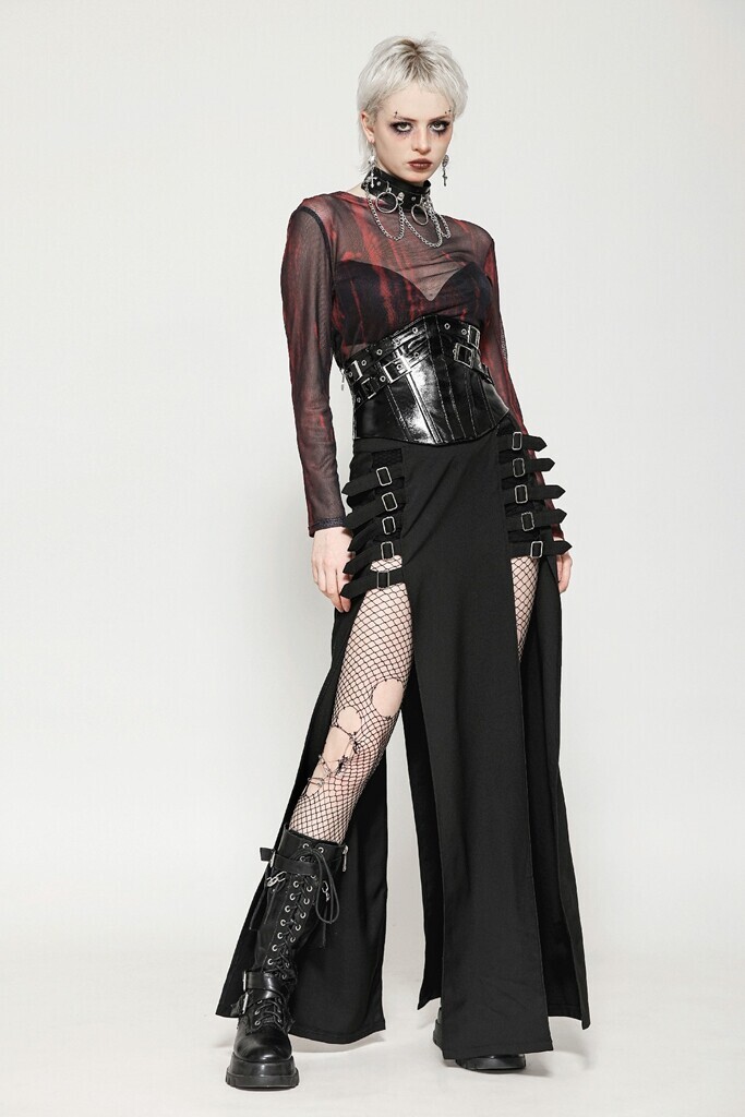 Dark In Love Women Black Gothic Punk Patent Leather Metal Waist Training Corset