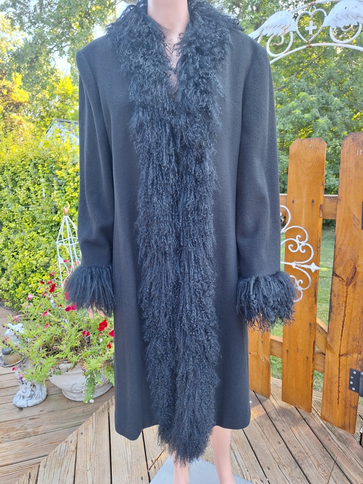 VTG 90s Y2K Marvin Richards Genuine Mongolian Curly Lamb Wool Penny Lane Coat 12