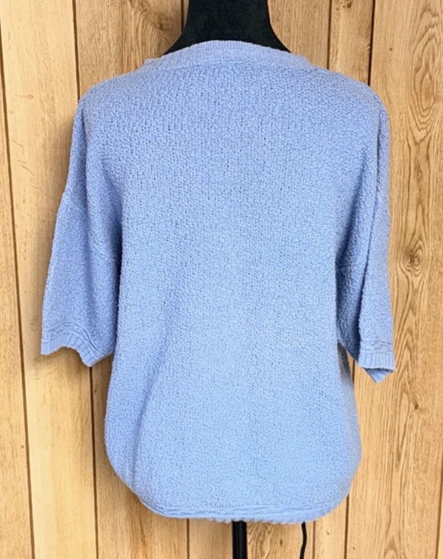 TR Bentley Vintage knitted Short Sleeve Sweater In Cornflower Blue Womens Size S
