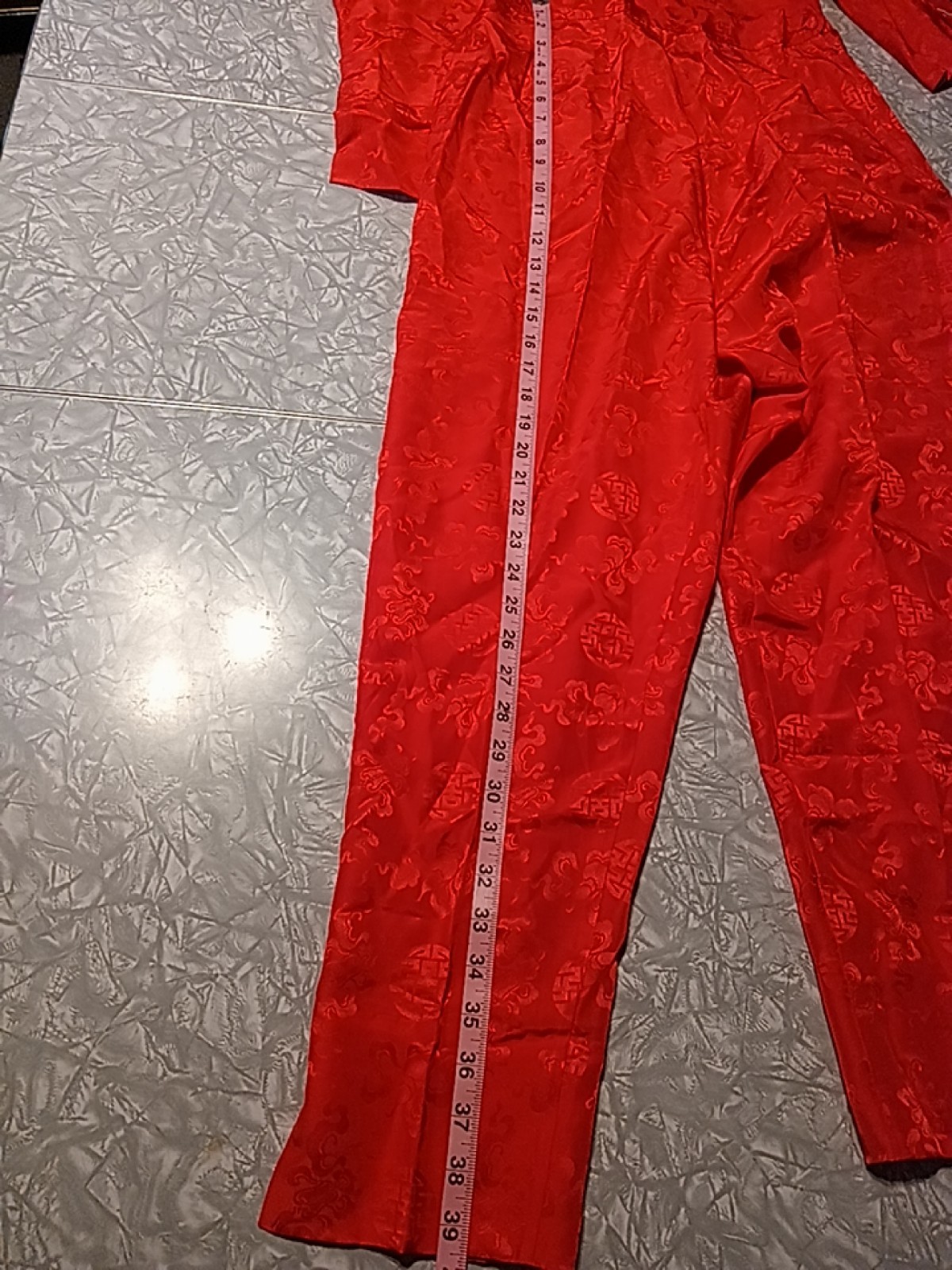 Vintage 60s/70s Chinese Silk Tunic Jacket Blouse And Pants Size 16